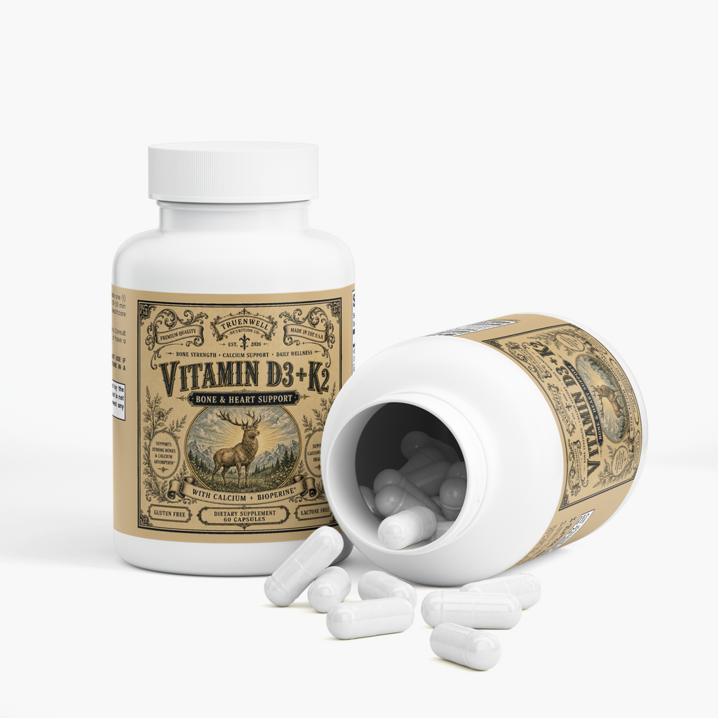 Vitamin D3 + K2 MK-7 with Calcium & BioPerine – 60 Capsules