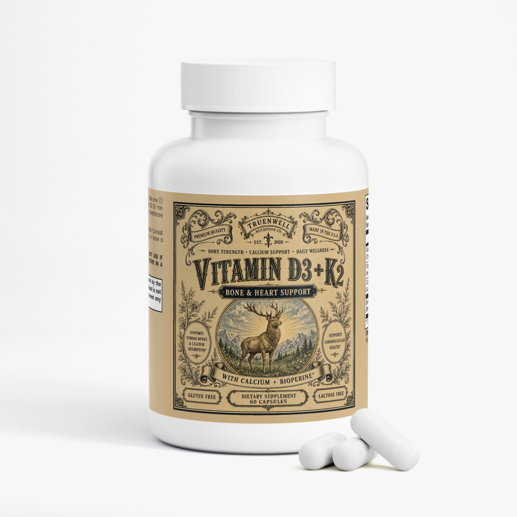 Vitamin D3 + K2 MK-7 with Calcium & BioPerine – 60 Capsules