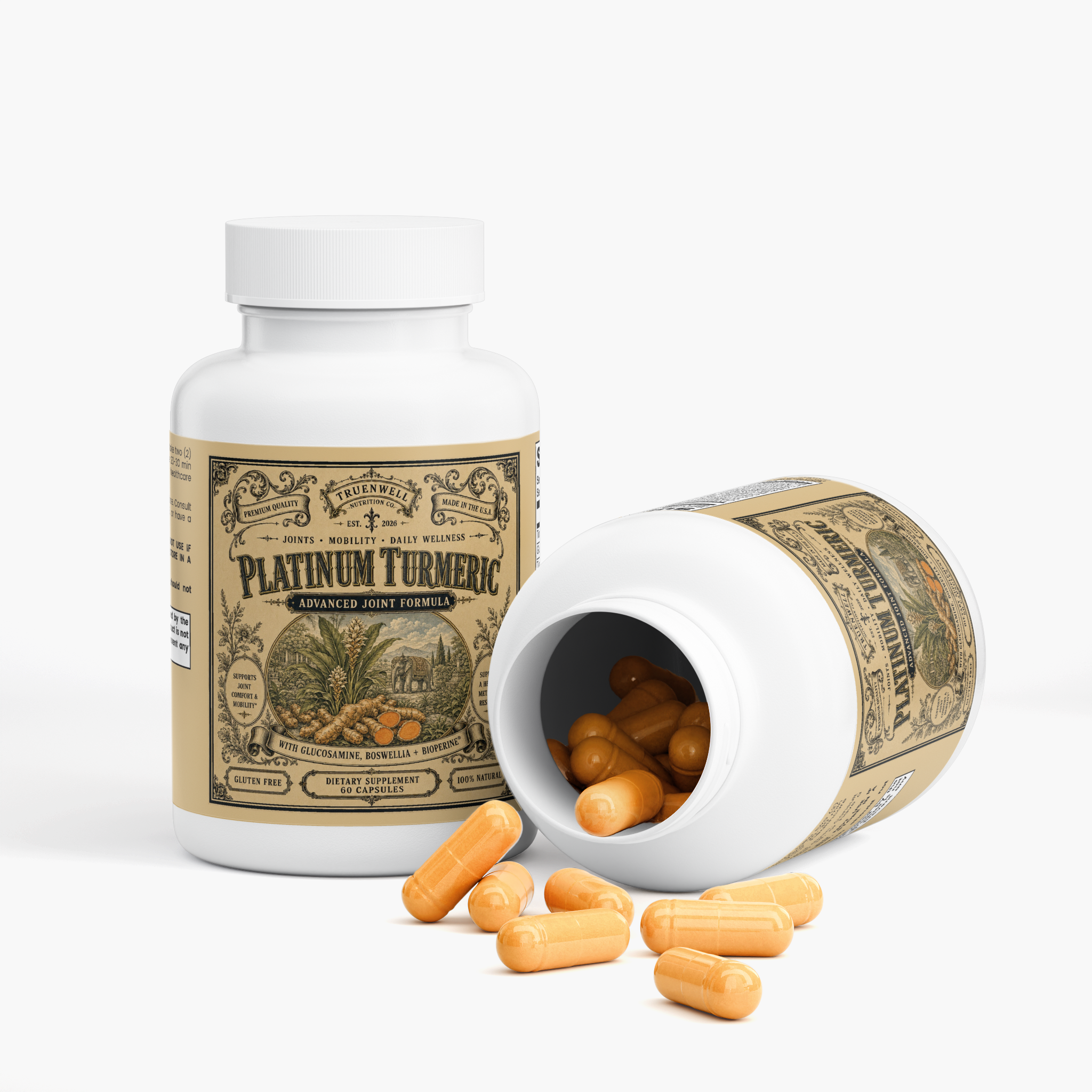 Platinum Turmeric Joint Support with Glucosamine & Boswellia – 60 Capsules