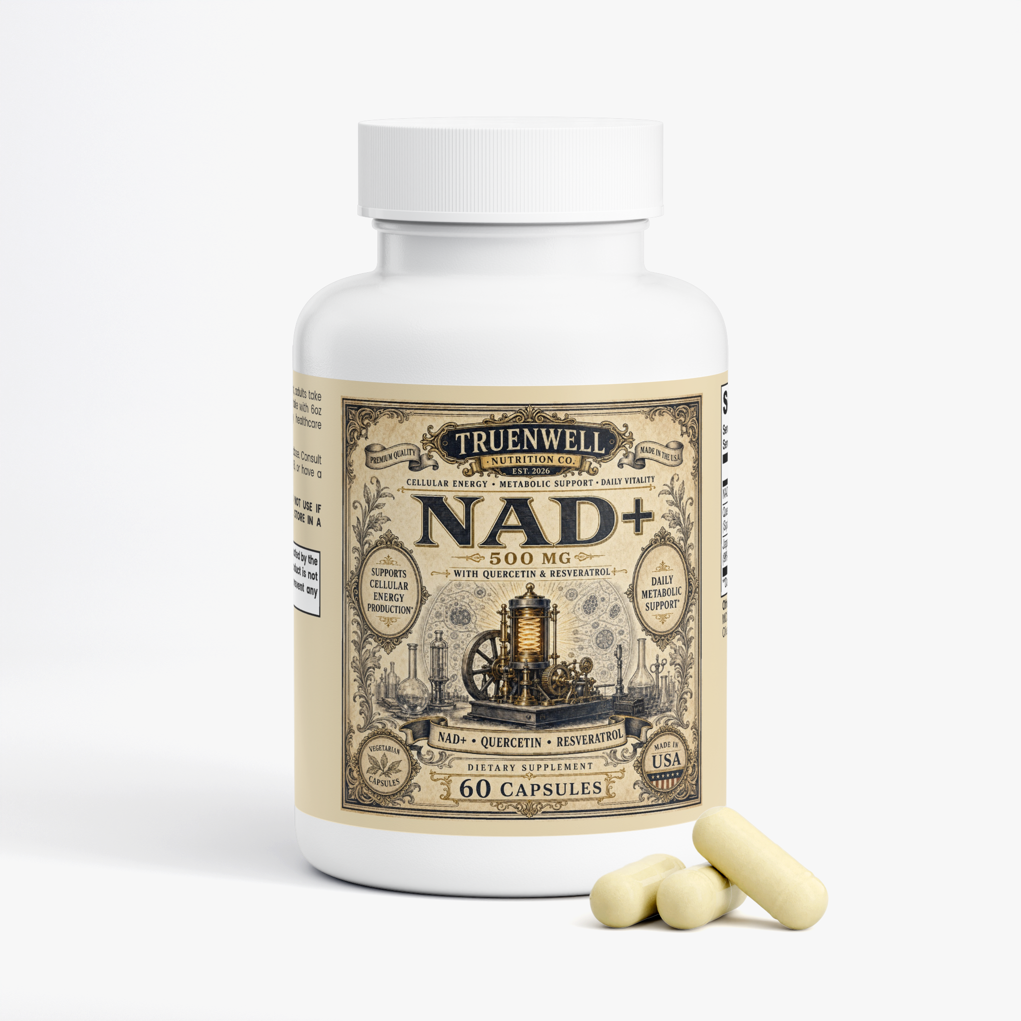NAD+ 500 mg with Quercetin & Resveratrol – 60 Capsules
