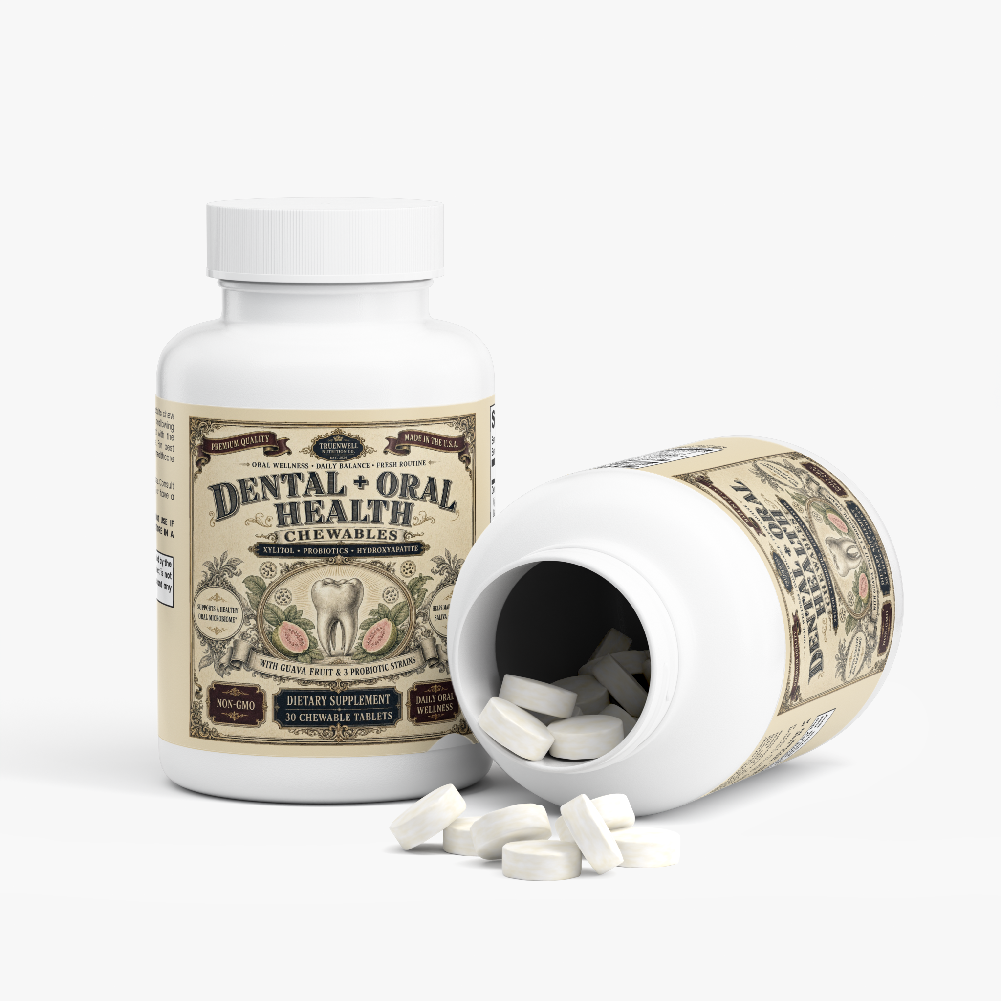 Dental + Oral Health Chewables with Xylitol & Probiotics – 30 Tablets