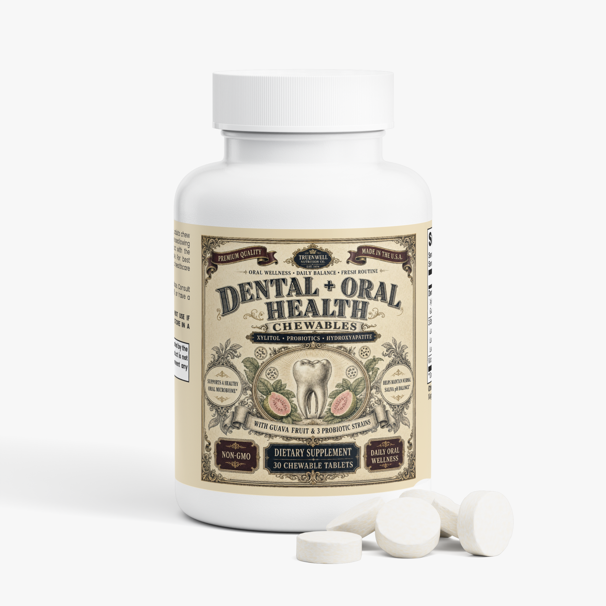 Dental + Oral Health Chewables with Xylitol & Probiotics – 30 Tablets