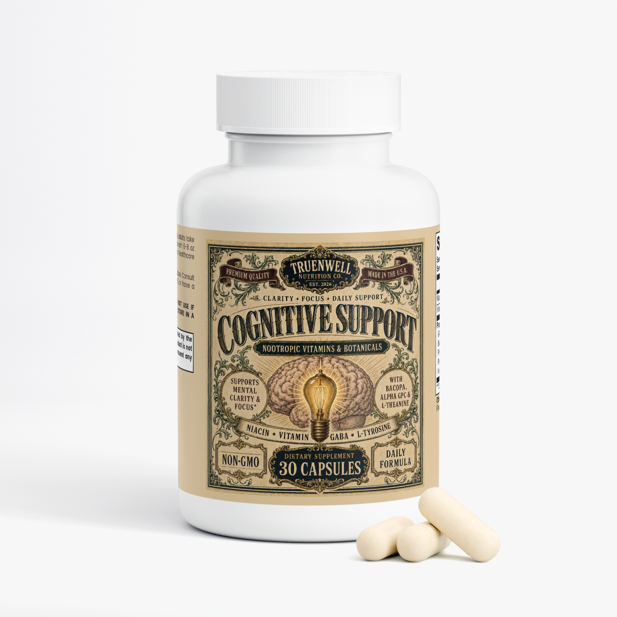 Cognitive Support with Bacopa, Alpha GPC & L-Theanine – 30 Capsules