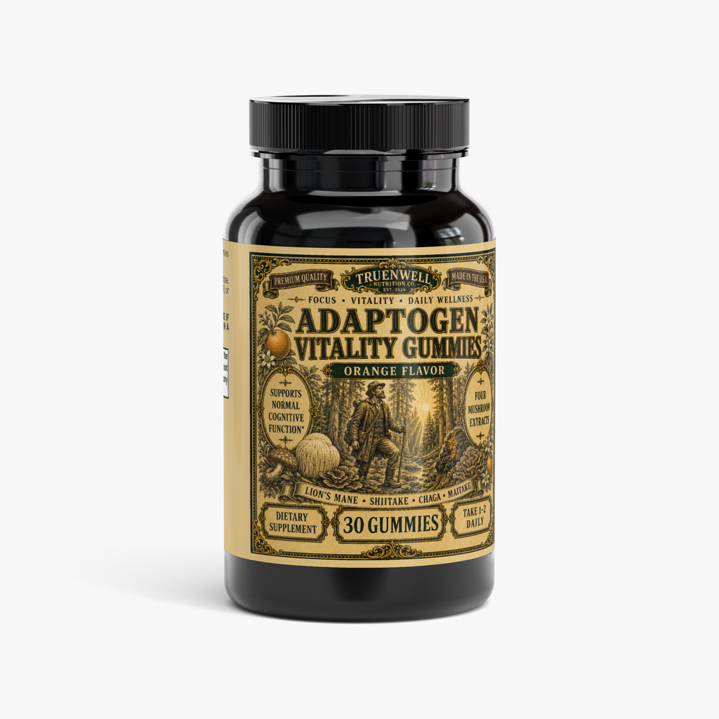 Adaptogen Vitality Gummies – Four Mushroom Blend – Orange – 30 Gummies