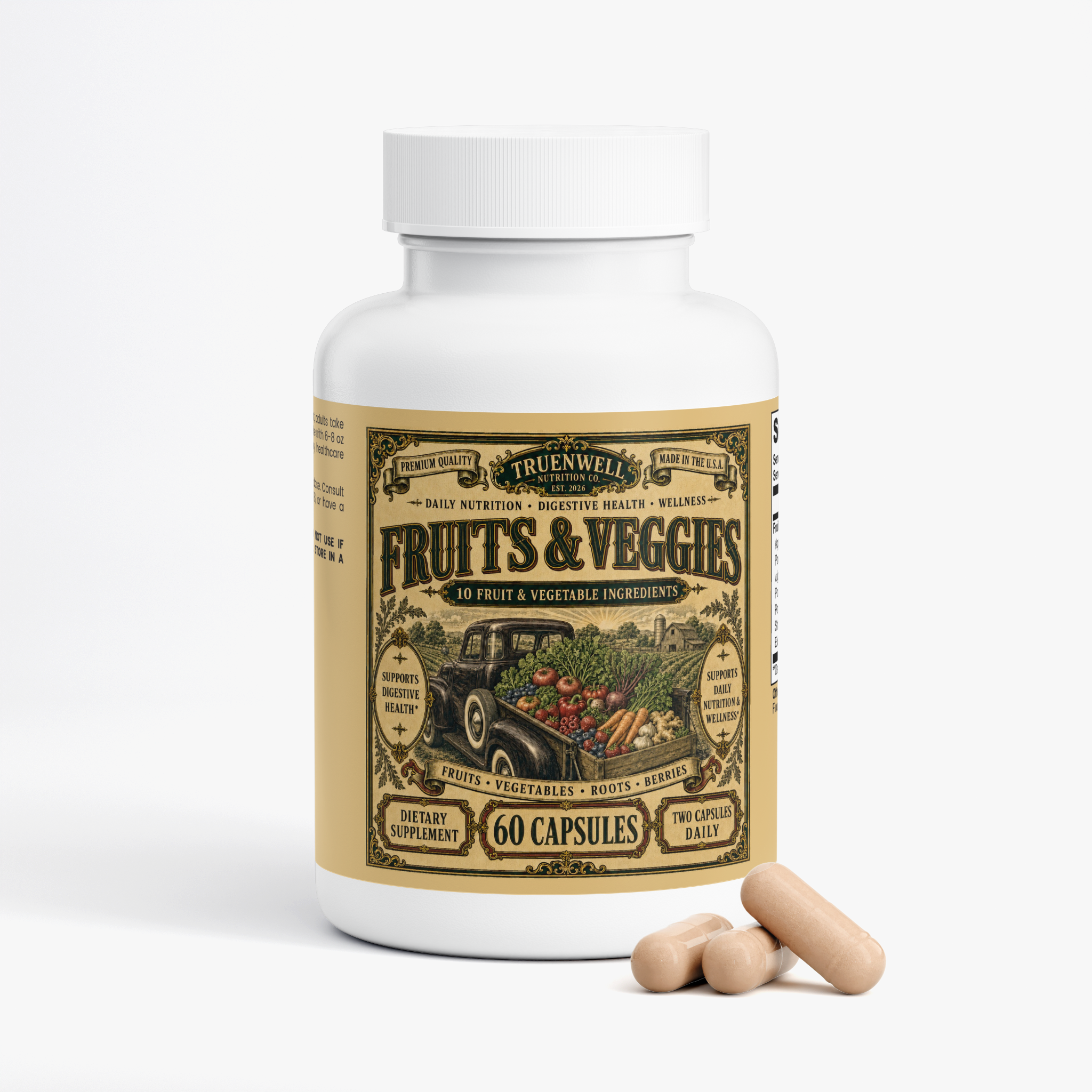 Fruits & Veggies Capsules – 10-Ingredient Produce Blend – 60 Capsules