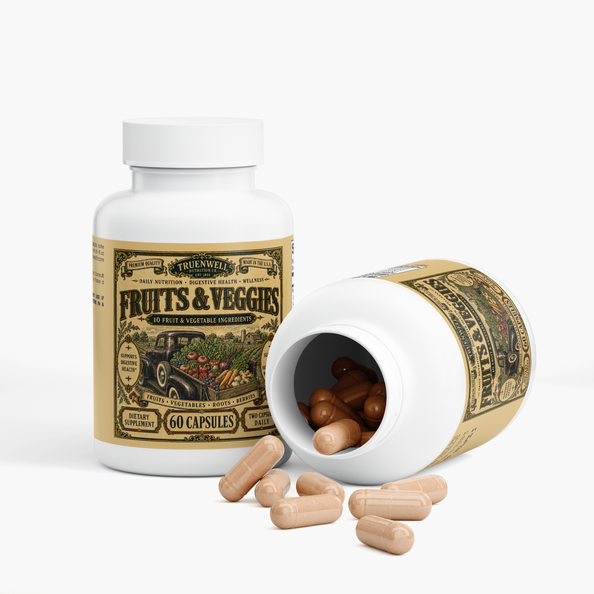 Fruits & Veggies Capsules – 10-Ingredient Produce Blend – 60 Capsules