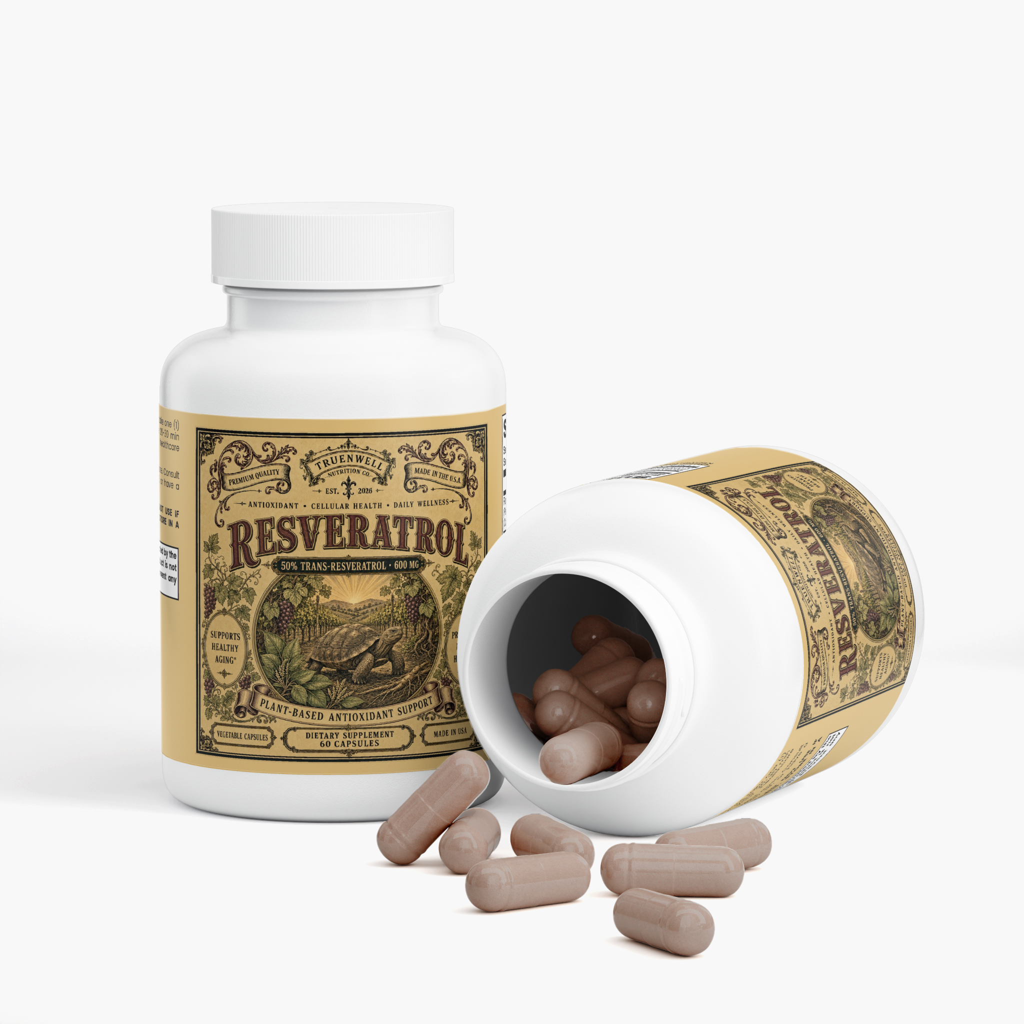 Resveratrol 50% – 600 mg Antioxidant Support – 60 Capsules