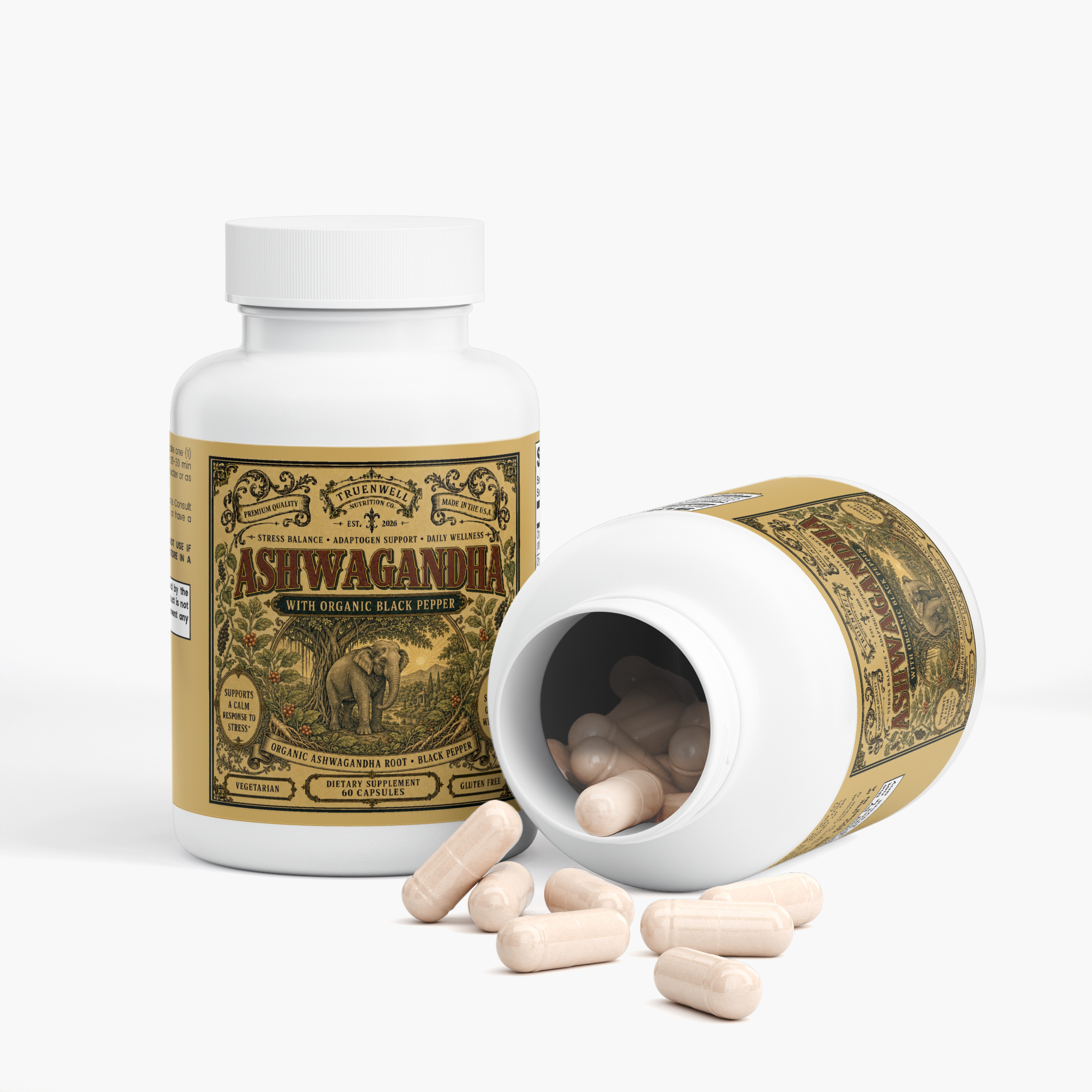 Organic Ashwagandha with Black Pepper – 60 Capsules
