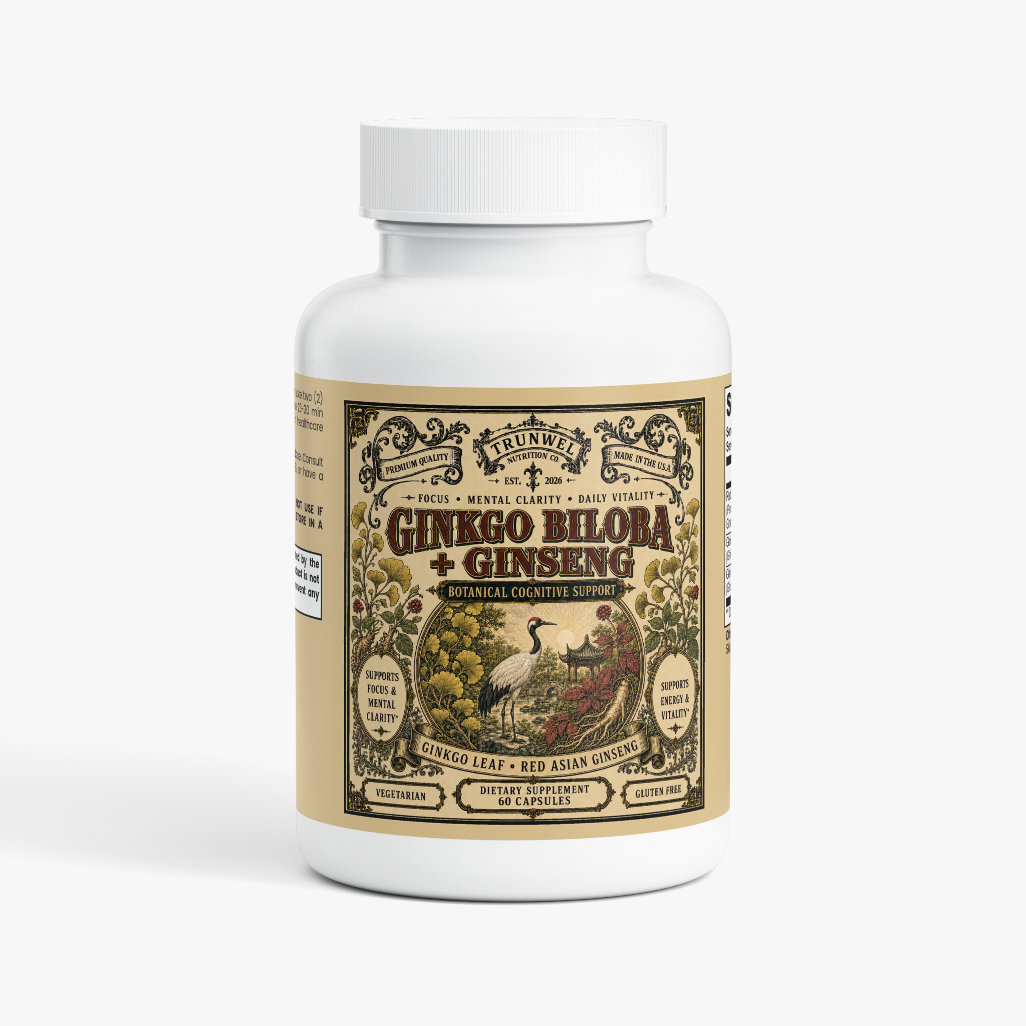 Ginkgo Biloba + Ginseng – Focus & Mental Clarity – 60 Capsules
