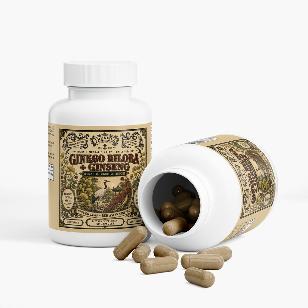 Ginkgo Biloba + Ginseng – Focus & Mental Clarity – 60 Capsules