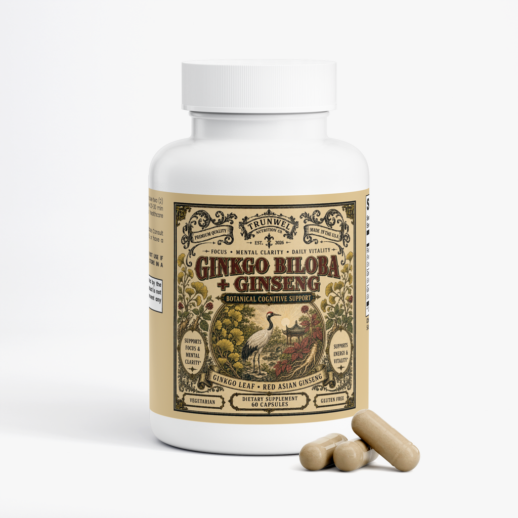 Ginkgo Biloba + Ginseng – Focus & Mental Clarity – 60 Capsules