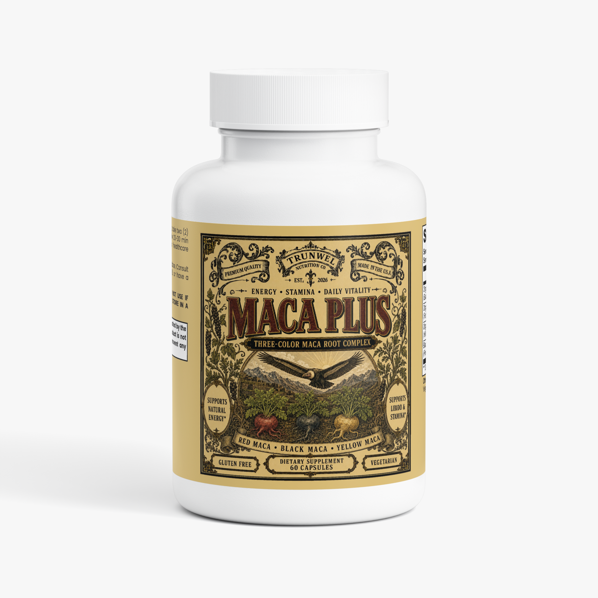 Organic Maca Plus – Red, Black & Yellow Maca – 60 Capsules