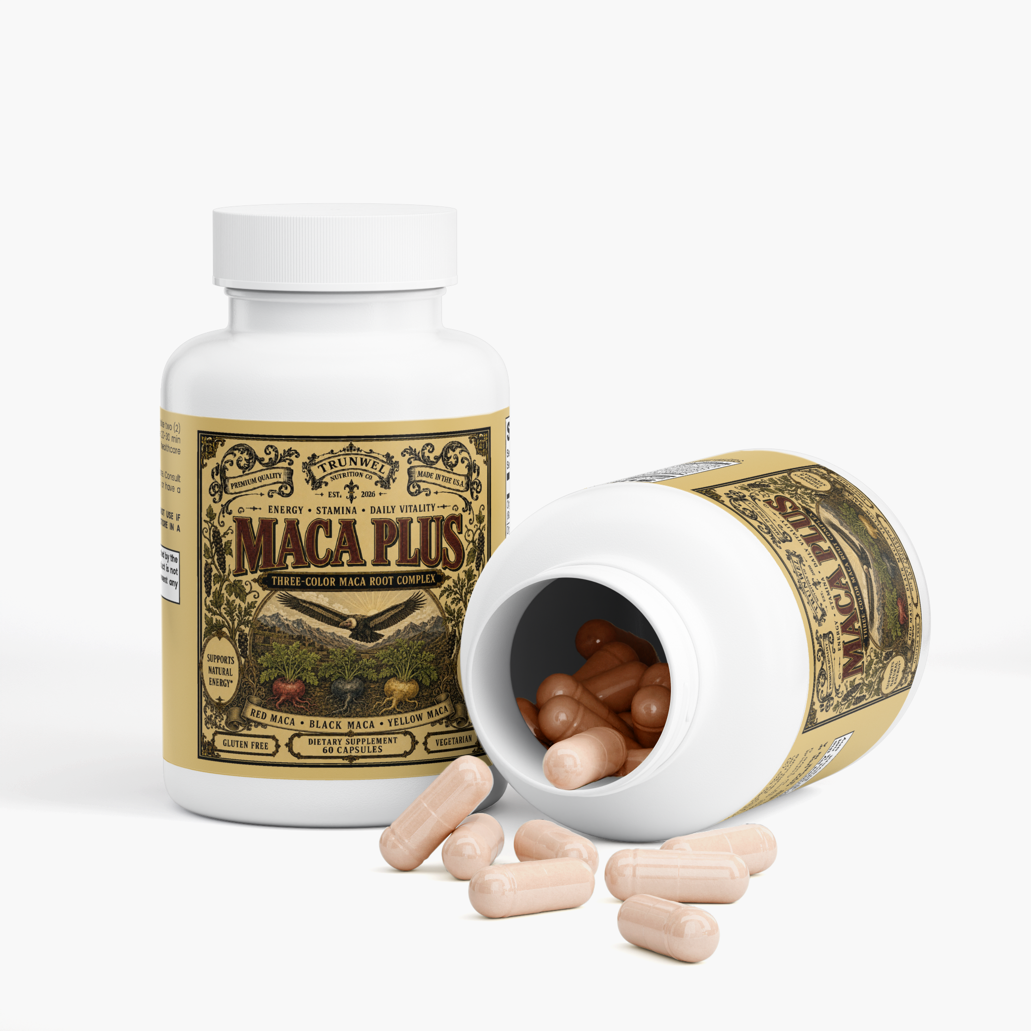 Organic Maca Plus – Red, Black & Yellow Maca – 60 Capsules