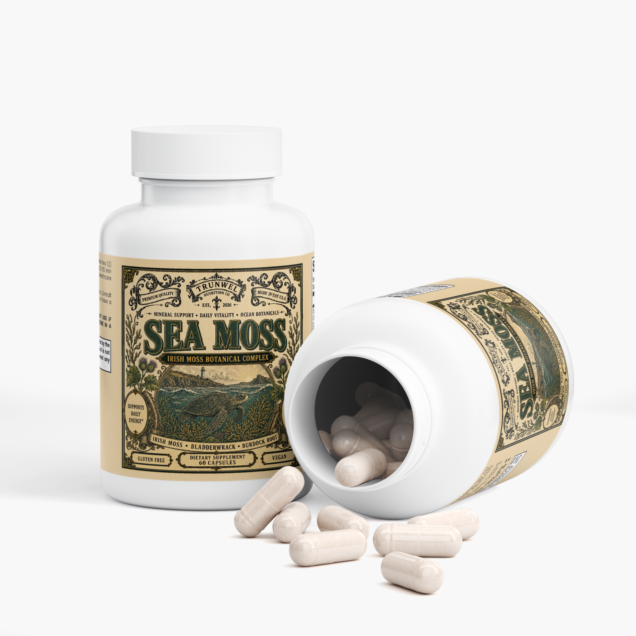 Organic Sea Moss with Bladderwrack & Burdock – 60 Capsules
