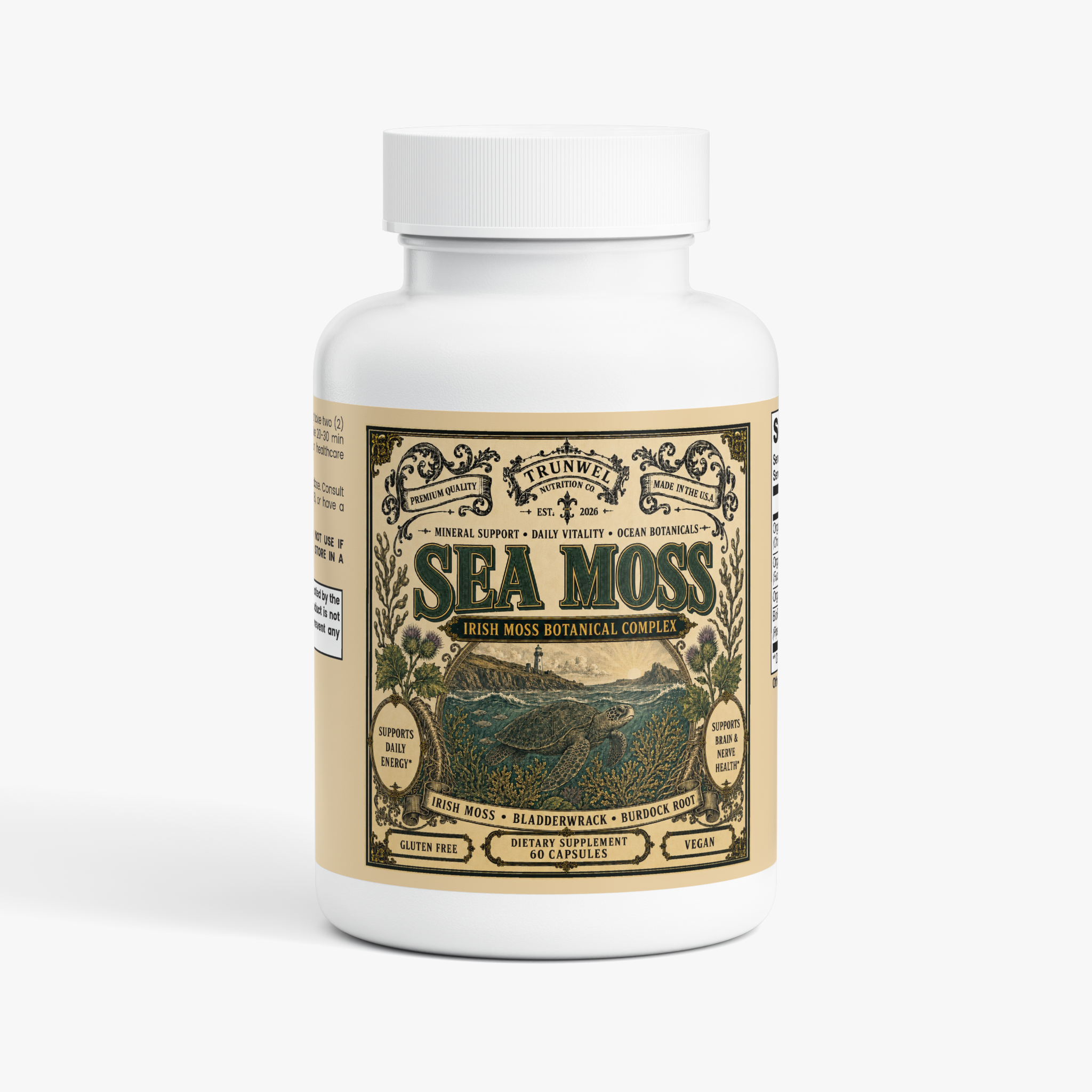 Organic Sea Moss with Bladderwrack & Burdock – 60 Capsules