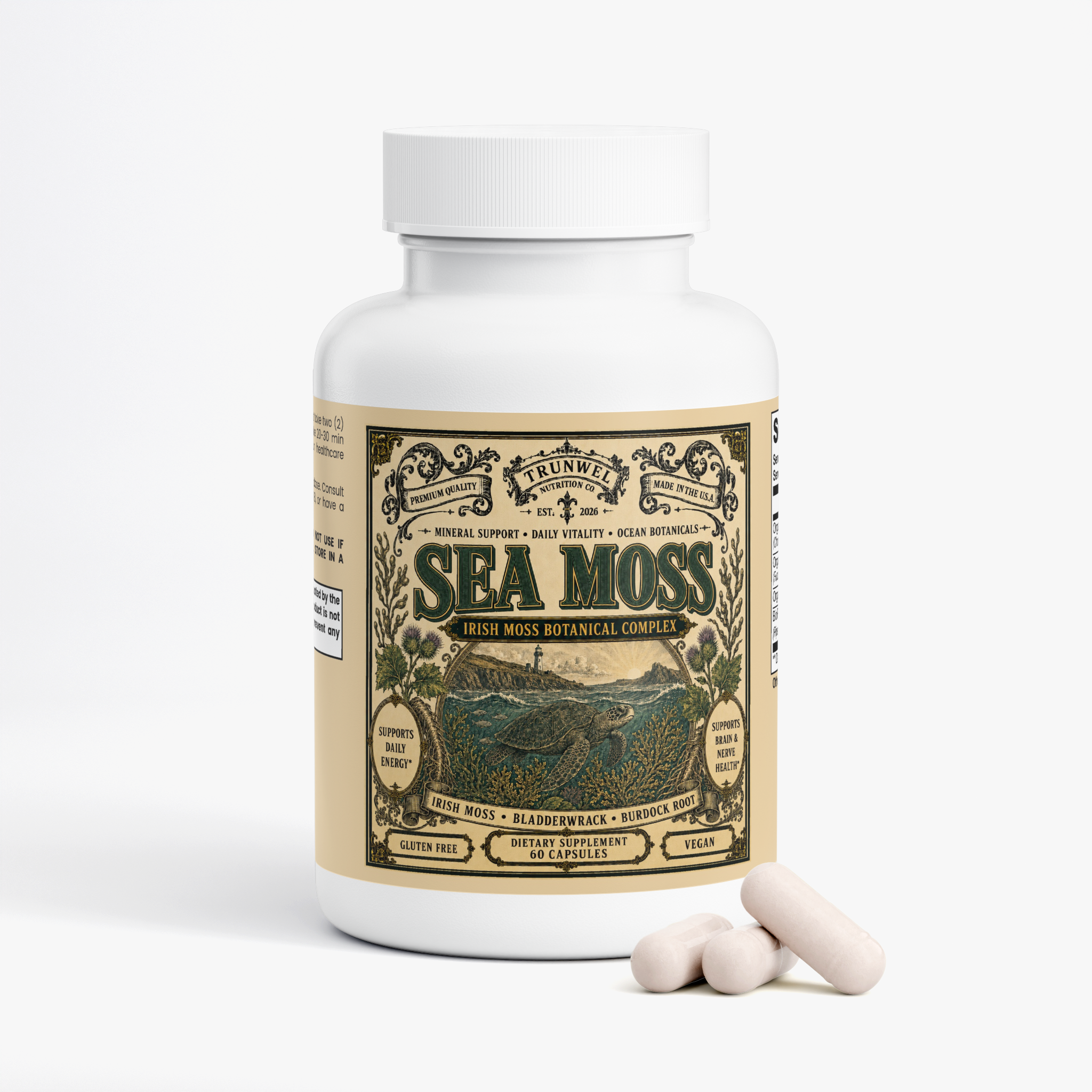 Organic Sea Moss with Bladderwrack & Burdock – 60 Capsules