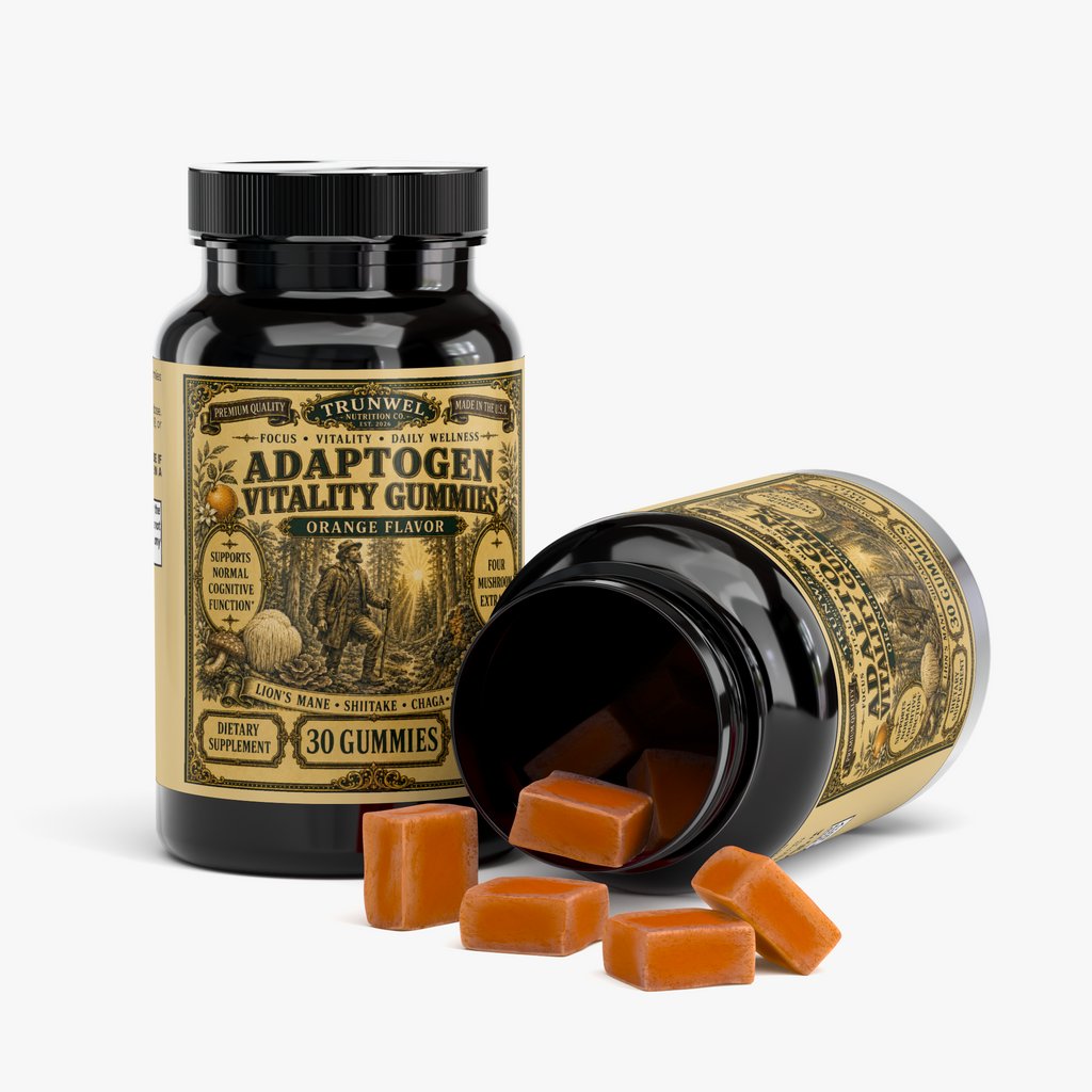 Adaptogen Vitality Gummies – Four Mushroom Blend – Orange – 30 Gummies