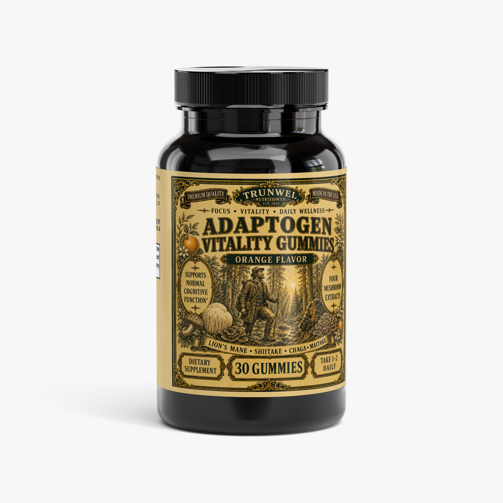 Adaptogen Vitality Gummies – Four Mushroom Blend – Orange – 30 Gummies