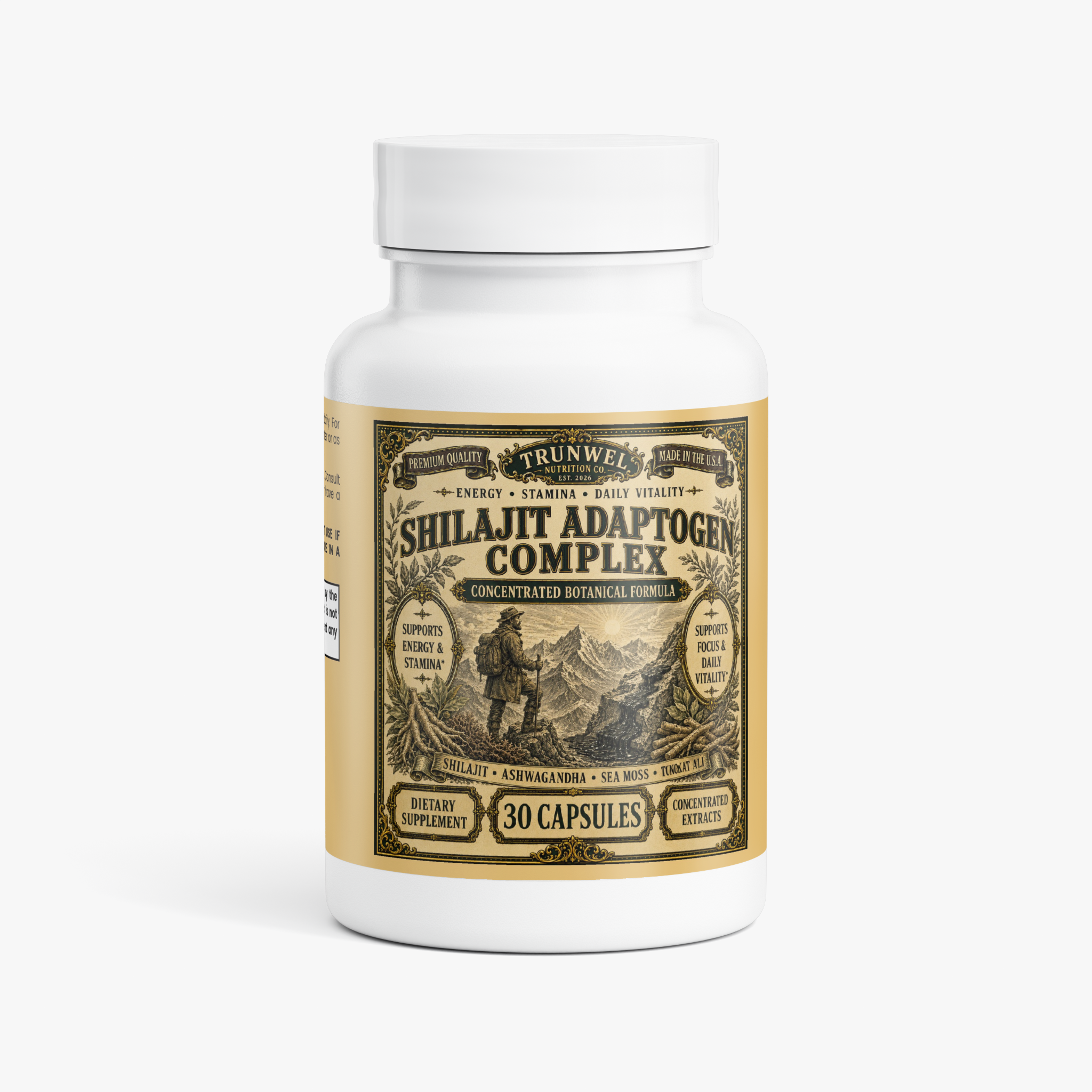 Shilajit Adaptogen Complex – Concentrated Extract Blend – 30 Capsules