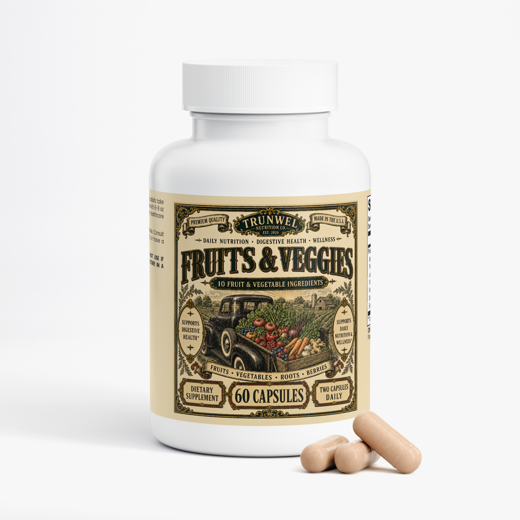 Fruits & Veggies Capsules – 10-Ingredient Produce Blend – 60 Capsules
