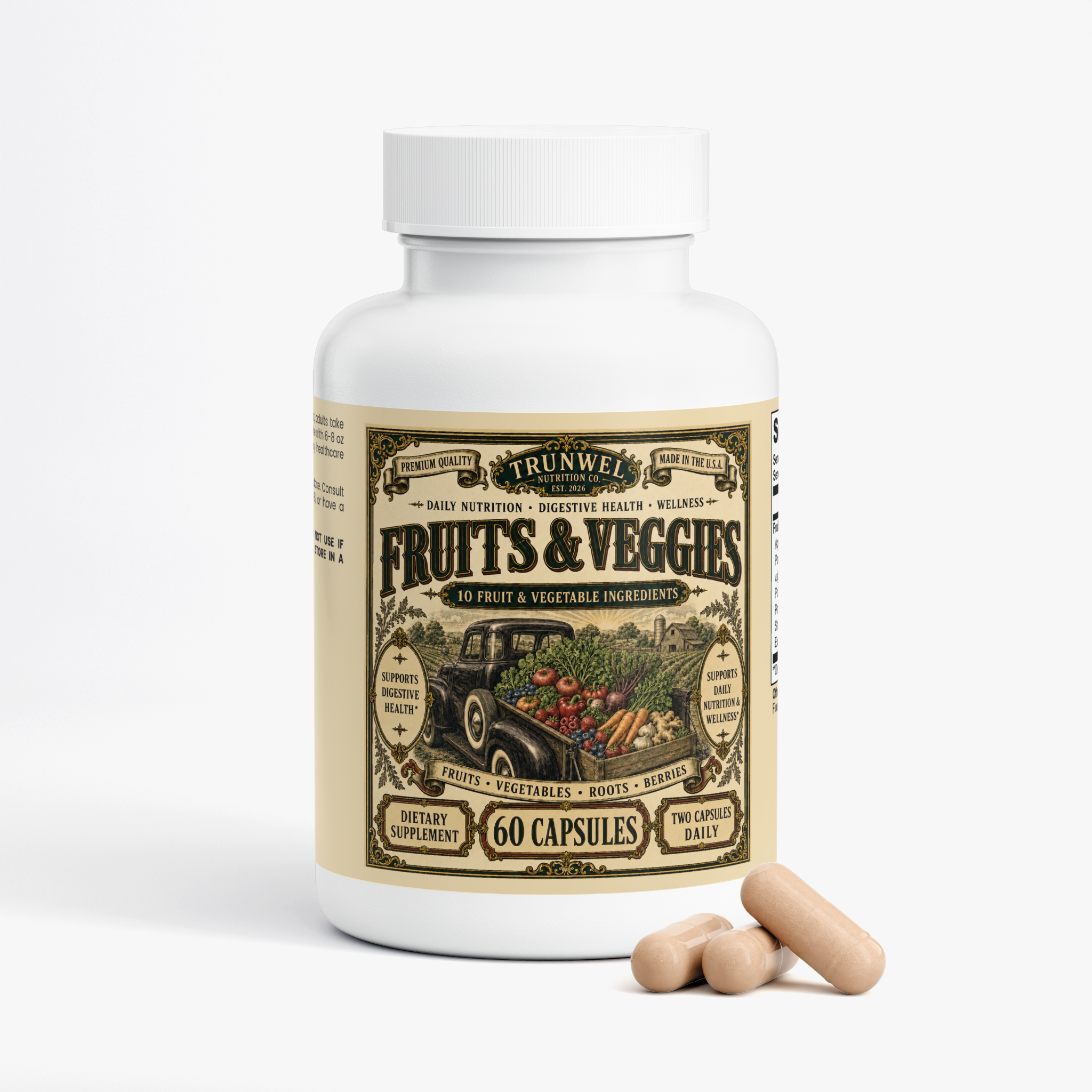 Fruits & Veggies Capsules – 10-Ingredient Produce Blend – 60 Capsules