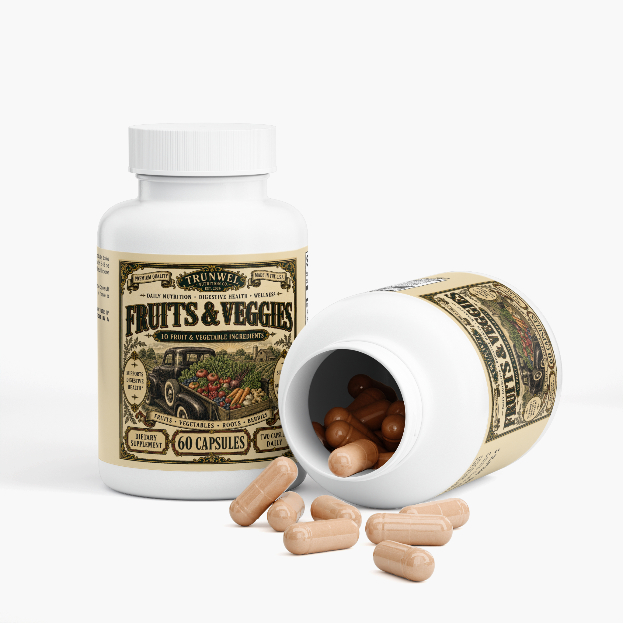 Fruits & Veggies Capsules – 10-Ingredient Produce Blend – 60 Capsules