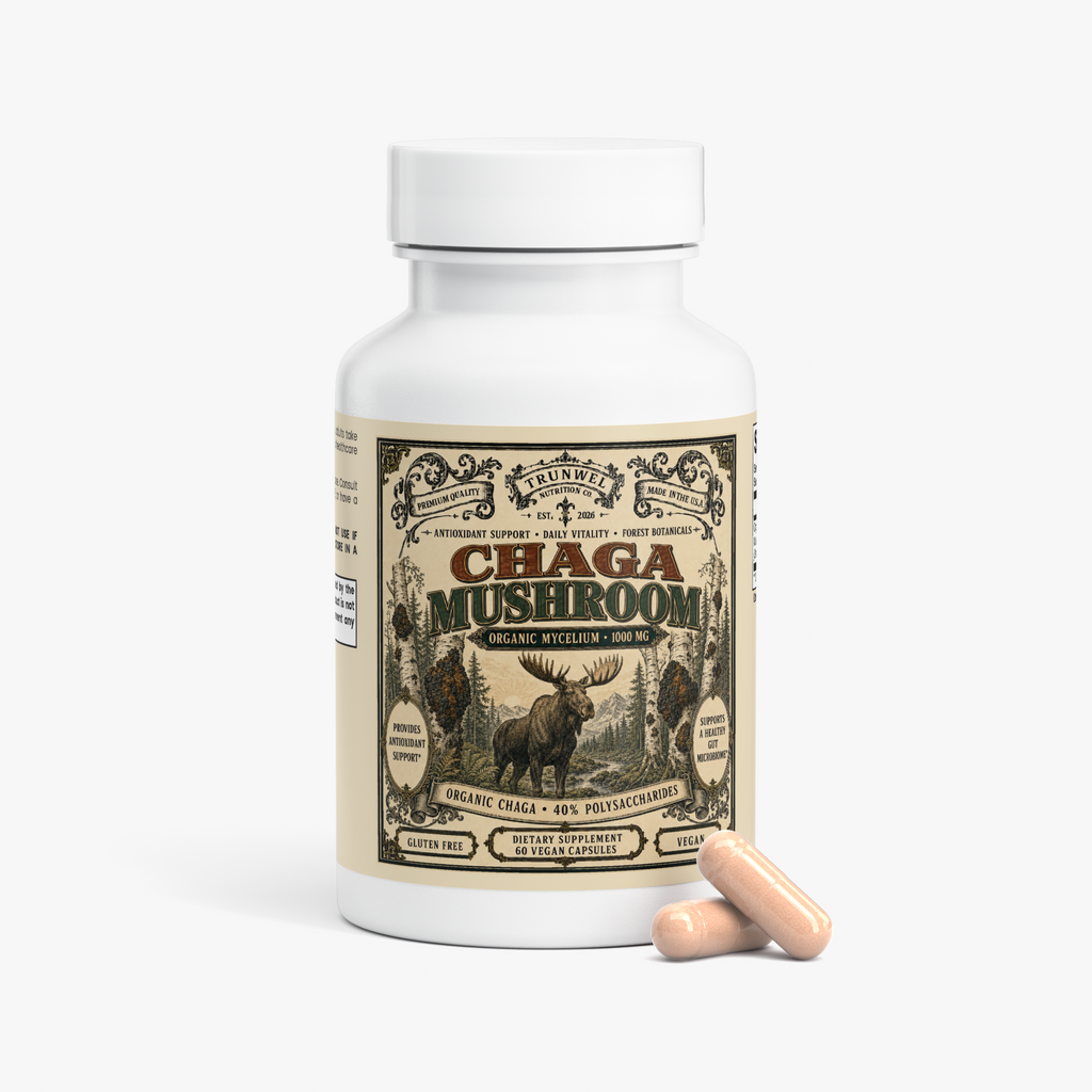 Organic Chaga Mushroom Capsules – 1000mg – 60 Vegan Capsules