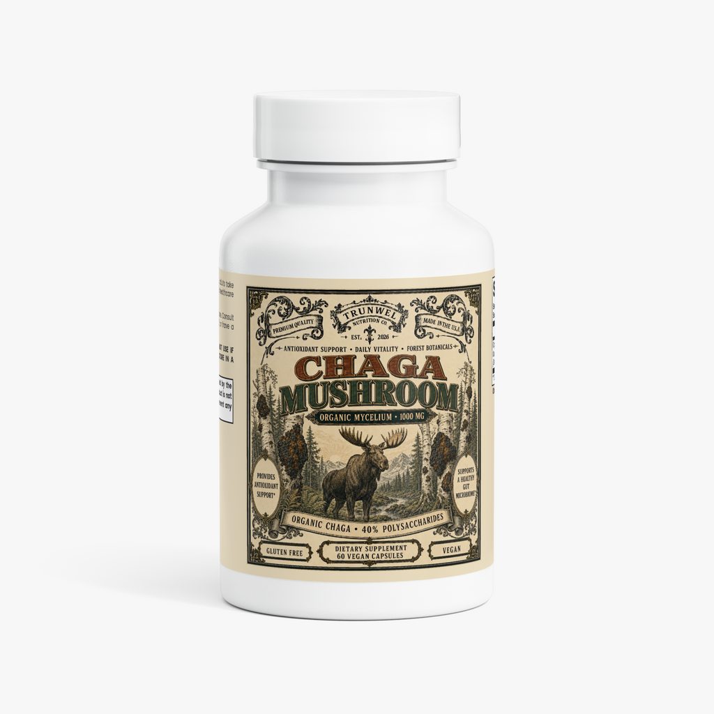 Organic Chaga Mushroom Capsules – 1000mg – 60 Vegan Capsules
