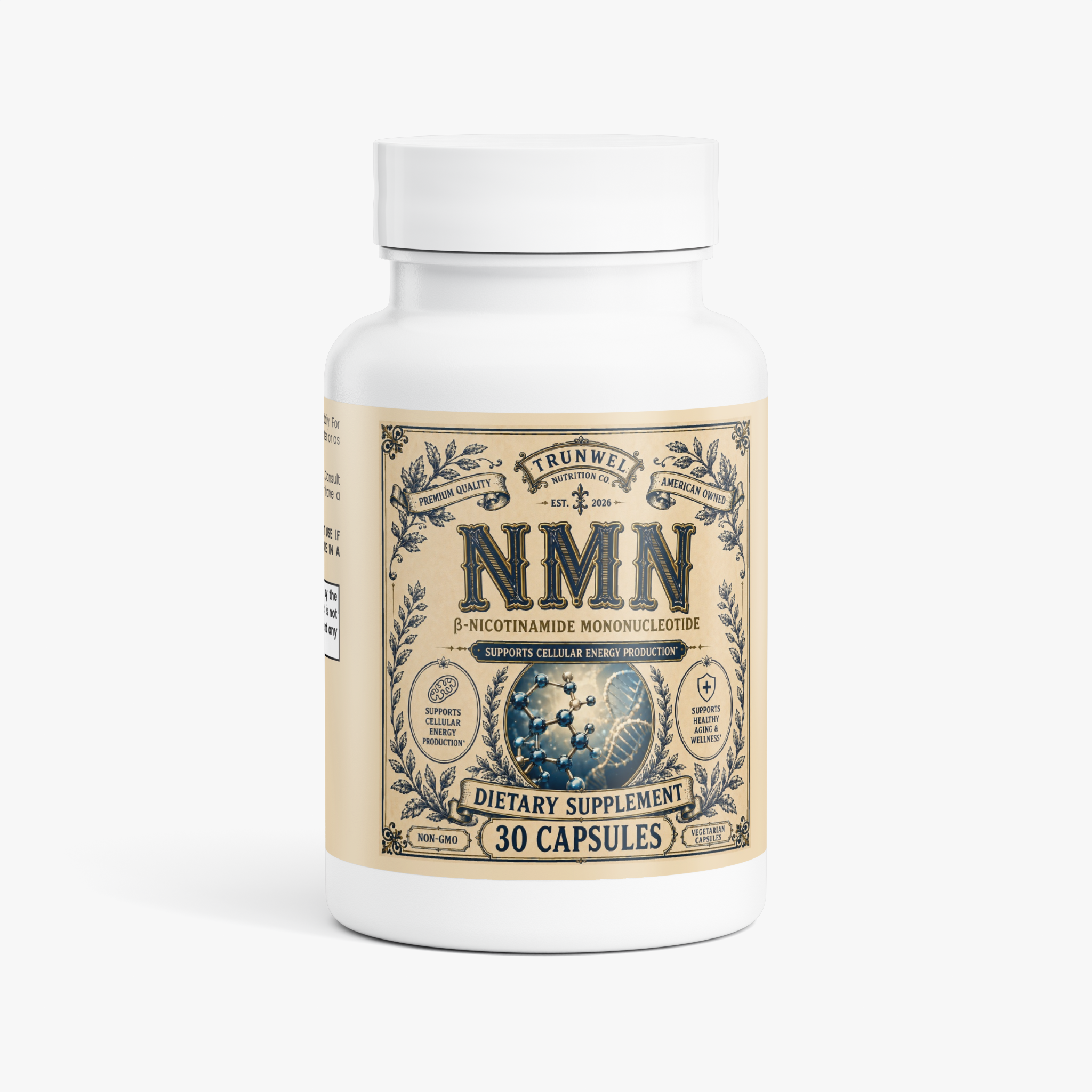 NMN 500mg – β-Nicotinamide Mononucleotide – 30 Vegetarian Capsules