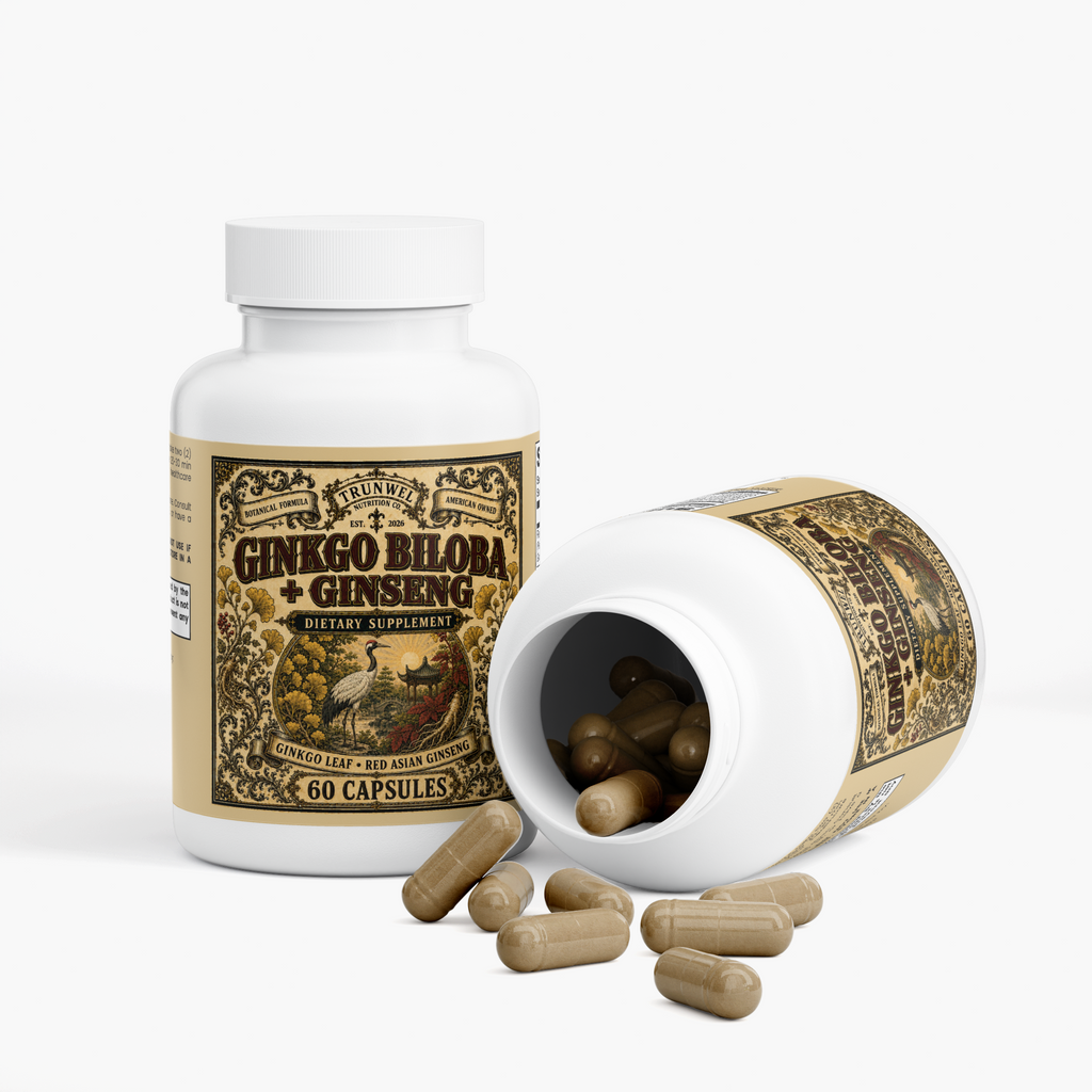 Ginkgo Biloba + Ginseng – Focus & Mental Clarity – 60 Capsules