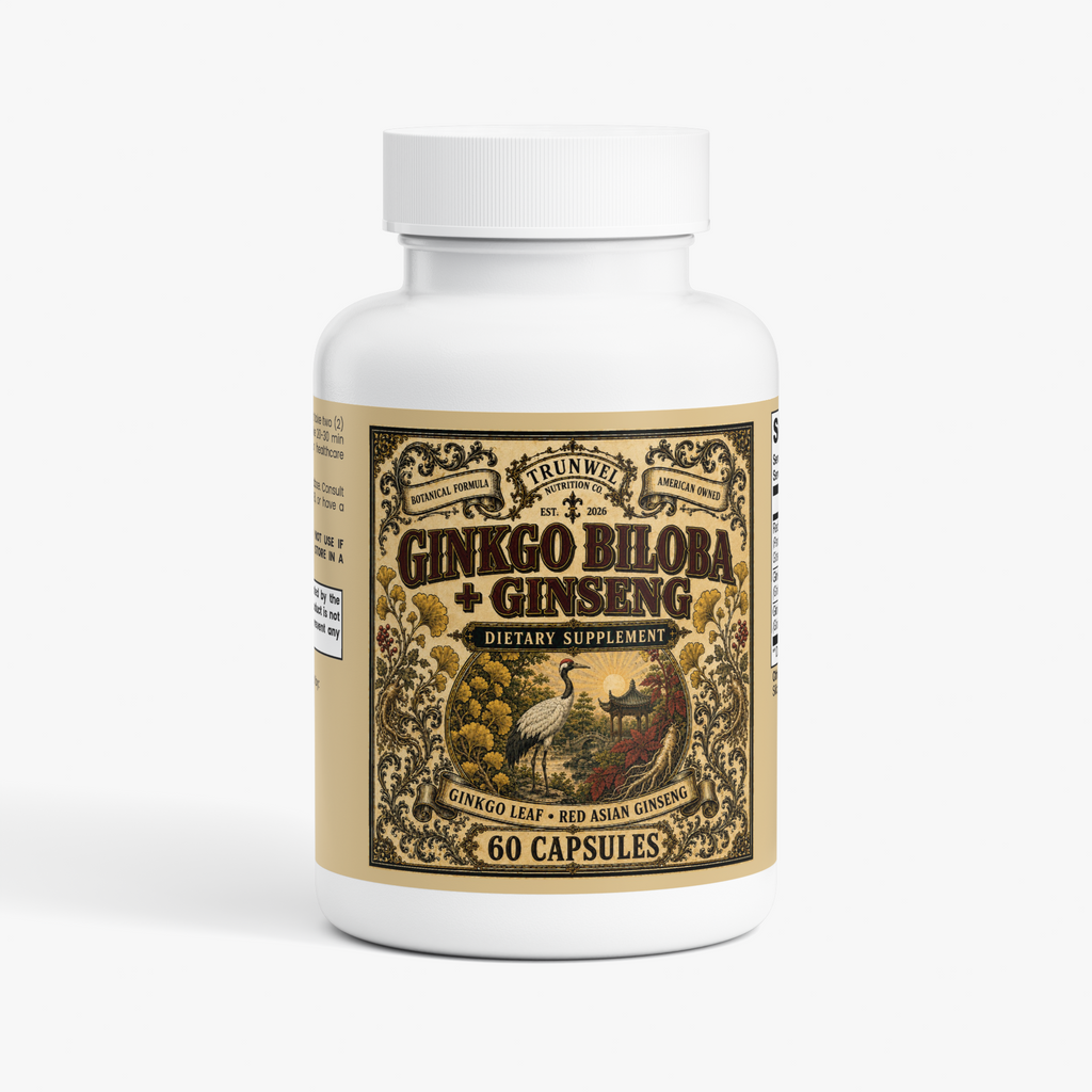 Ginkgo Biloba + Ginseng – Focus & Mental Clarity – 60 Capsules