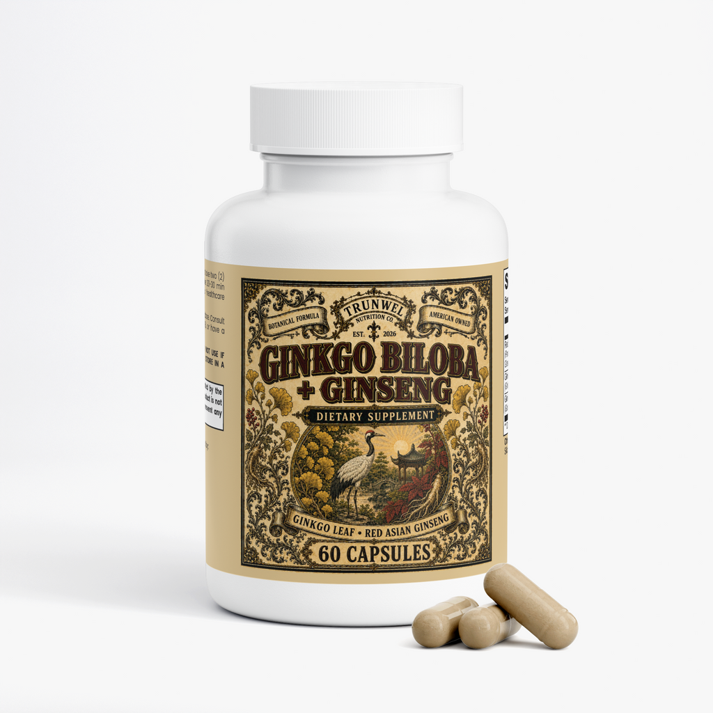 Ginkgo Biloba + Ginseng – Focus & Mental Clarity – 60 Capsules
