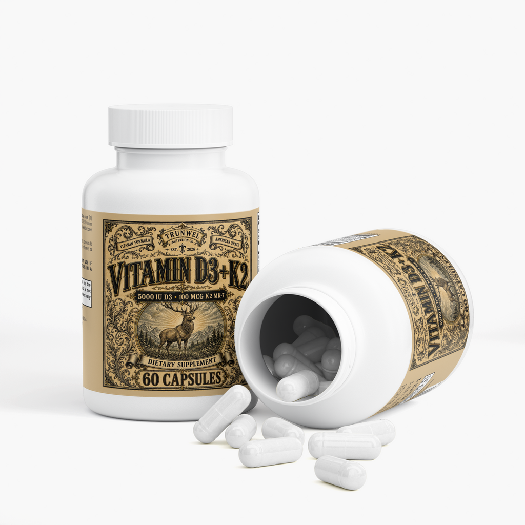 Vitamin D3 + K2 MK-7 with Calcium & BioPerine – 60 Capsules