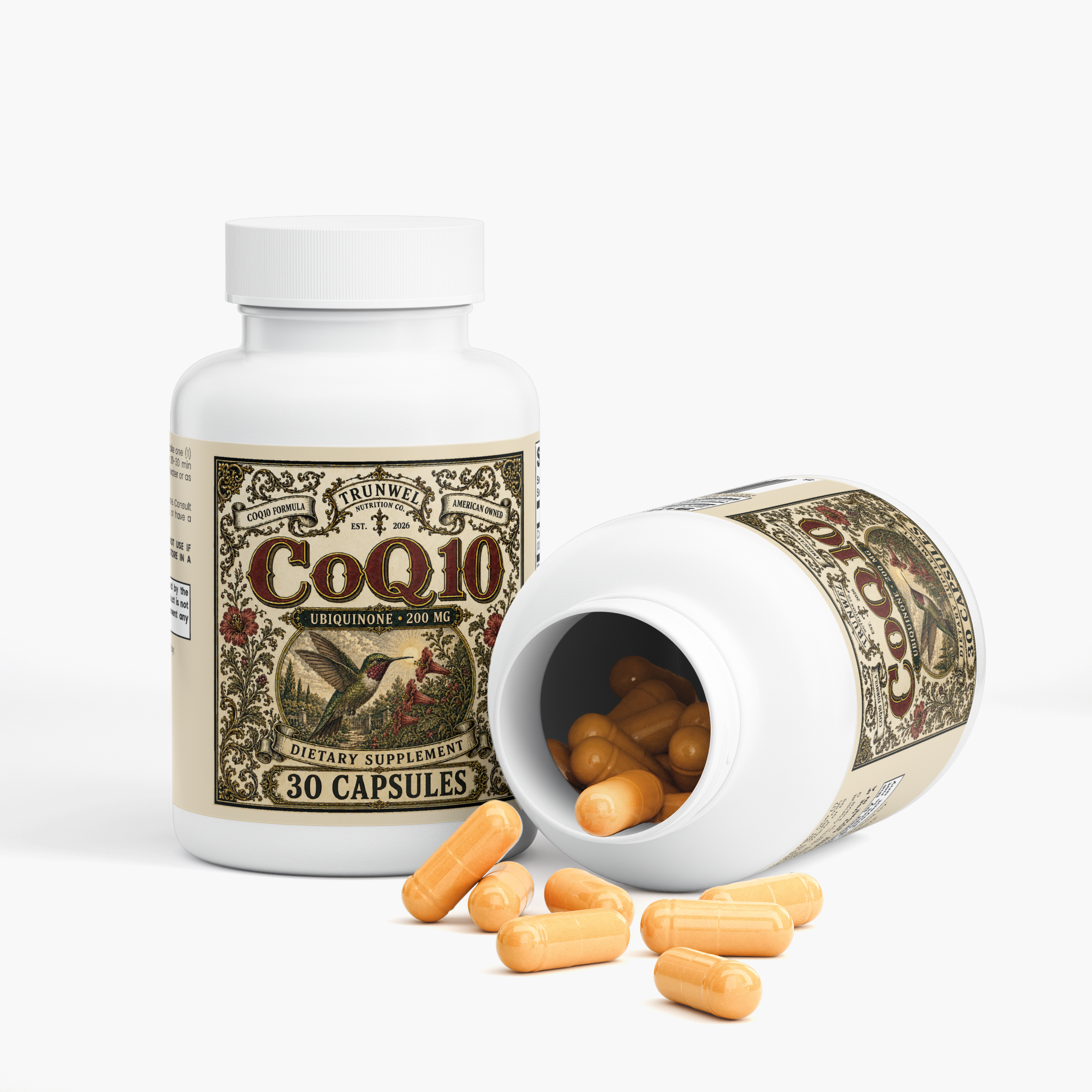CoQ10 200mg Ubiquinone, Coenzyme Q10, 30 Capsules - TRUNWEL