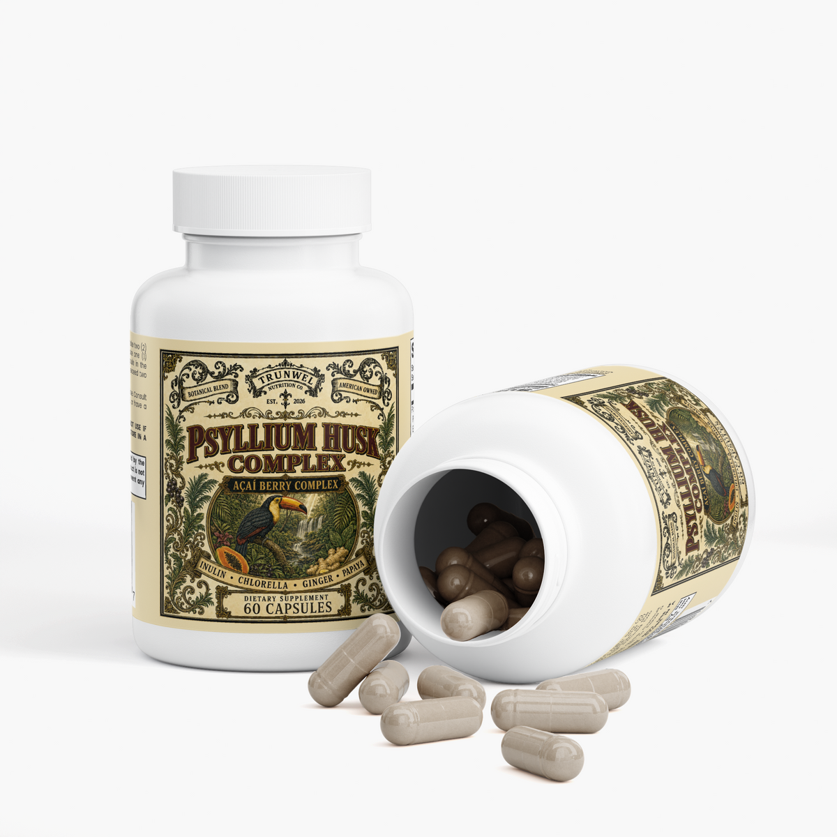 Psyllium Husk Complex with Açaí Berry, Inulin, Chlorella, Ginger & Papaya, 60 Vegetable Capsules