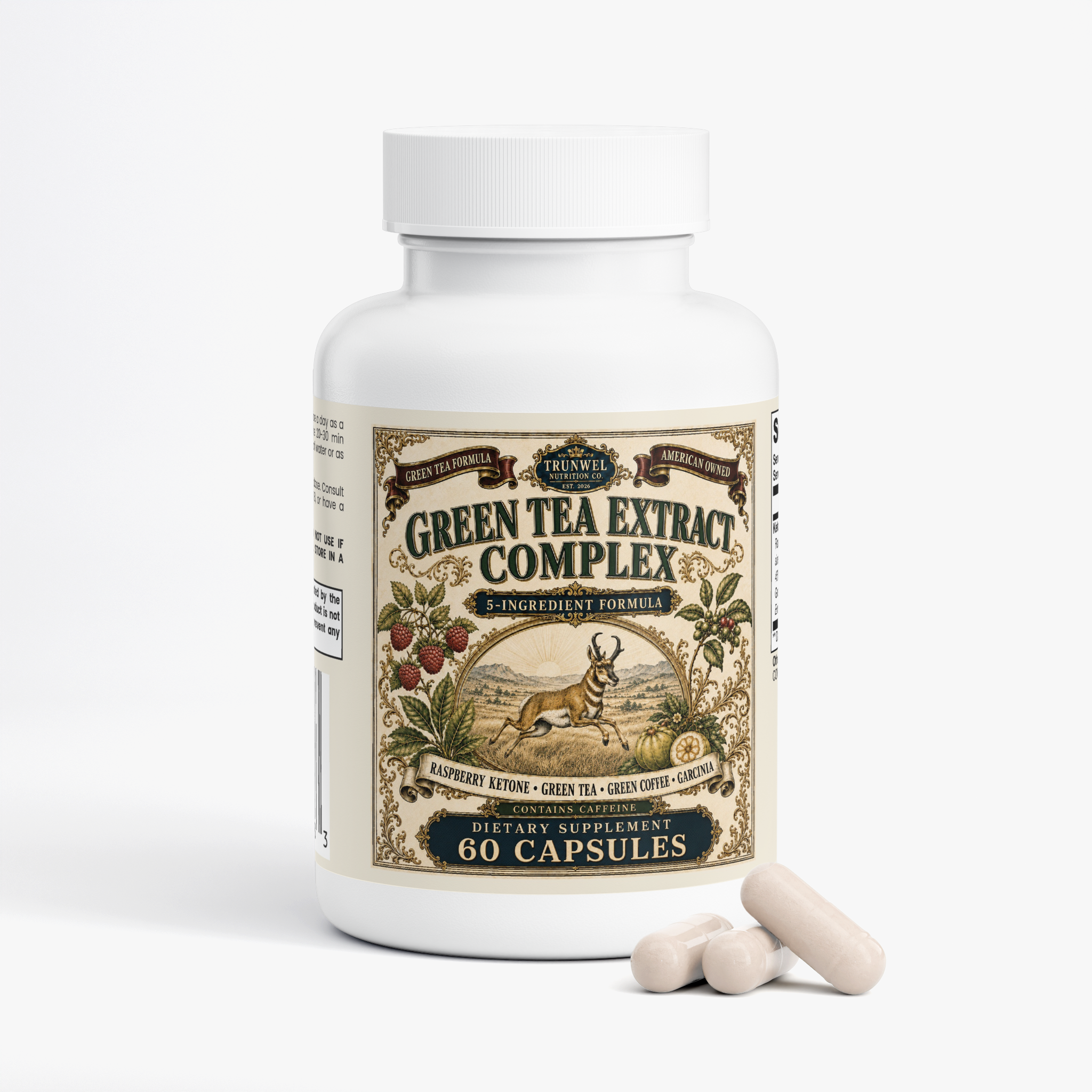 Green Tea Extract Complex with Raspberry Ketone, Green Coffee Bean, Garcinia Cambogia & Caffeine, 60 Vegan Capsules