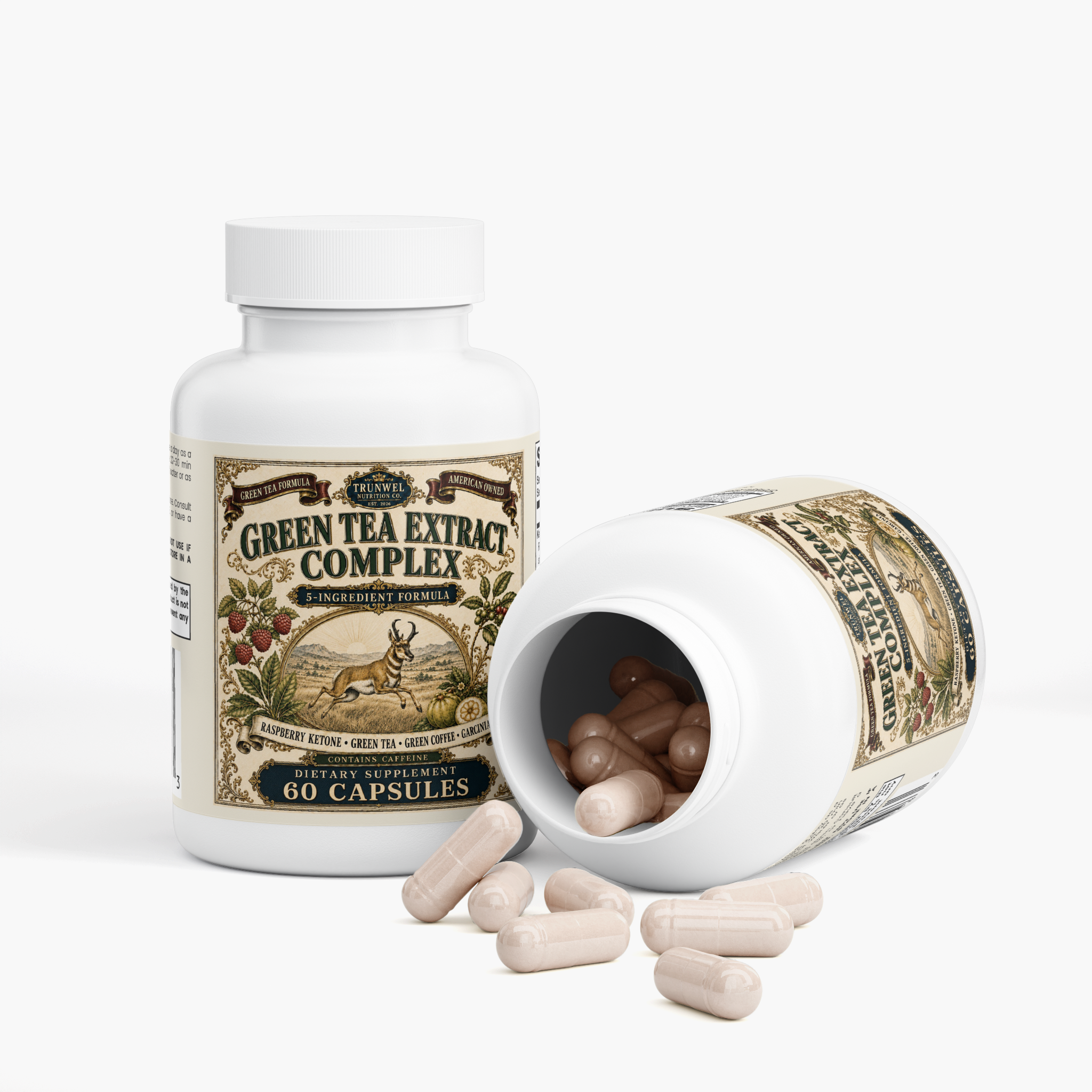 Green Tea Extract Complex with Raspberry Ketone, Green Coffee Bean, Garcinia Cambogia & Caffeine, 60 Vegan Capsules