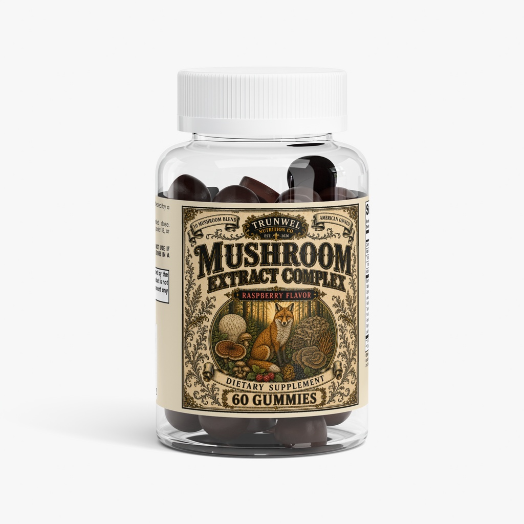 Mushroom Extract Complex Gummies – 10-Mushroom Blend – 60 Gummies