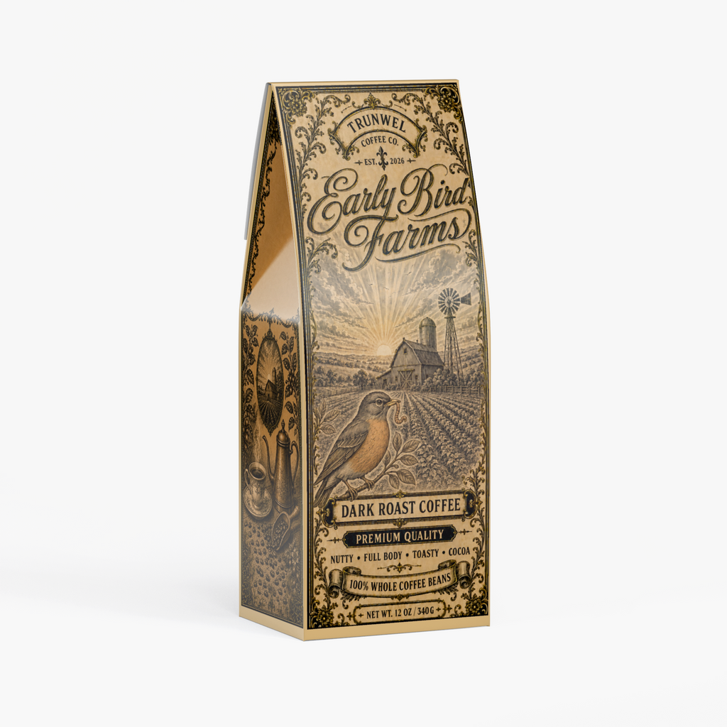 Early Bird Farms Premium Dark Roast Whole Bean Coffee – 12 oz
