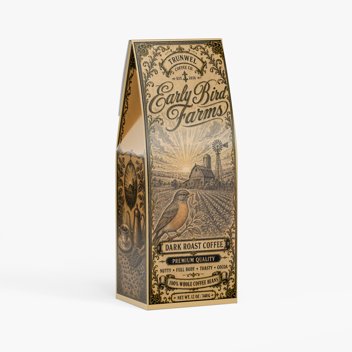 Early Bird Farms Premium Dark Roast Whole Bean Coffee – 12 oz