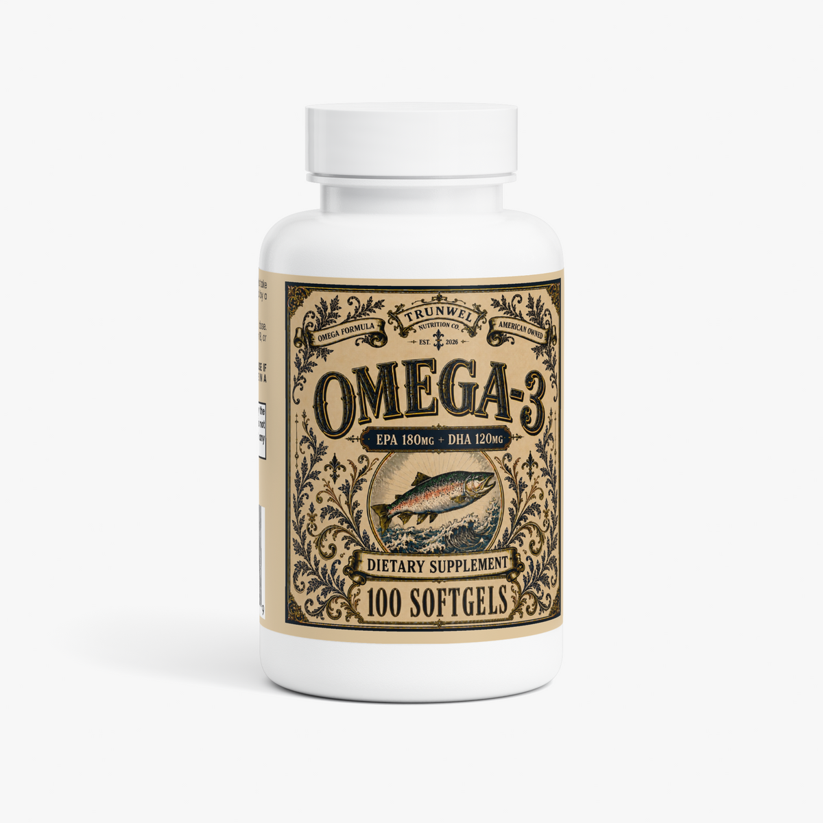 Omega-3 Fish Oil – EPA 180mg + DHA 120mg – 100 Softgels