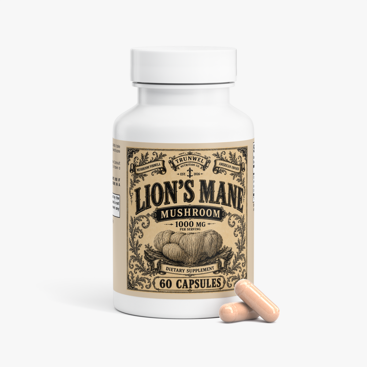 Lion's Mane Mushroom 1000 mg – 40% Polysaccharides – 60 Capsules