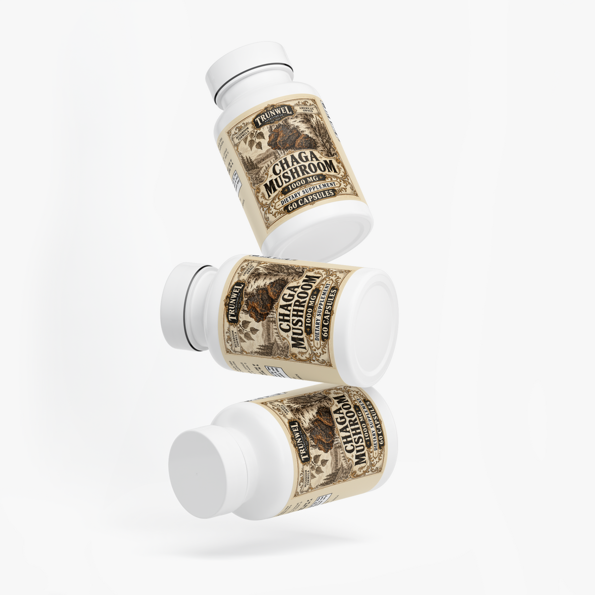 Chaga Mushroom Capsules 1000 mg – 40% Polysaccharides – 60 Capsules
