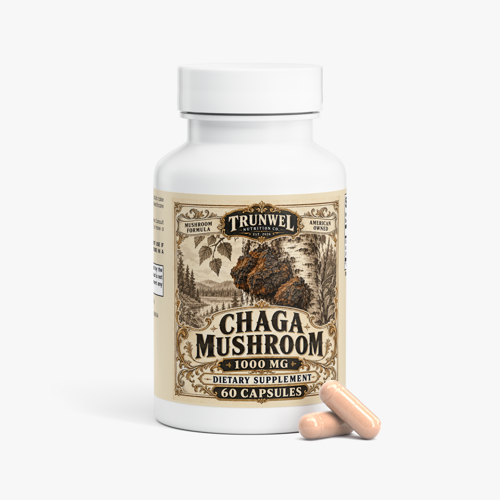 Chaga Mushroom Capsules 1000 mg – 40% Polysaccharides – 60 Capsules