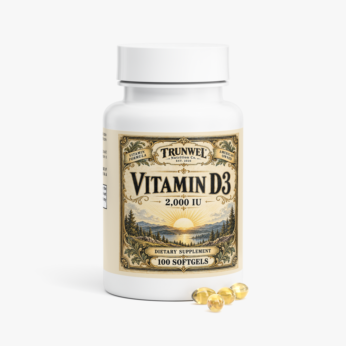 TRUNWEL Vitamin D3 2,000 IU (50 mcg) – 100 Softgels