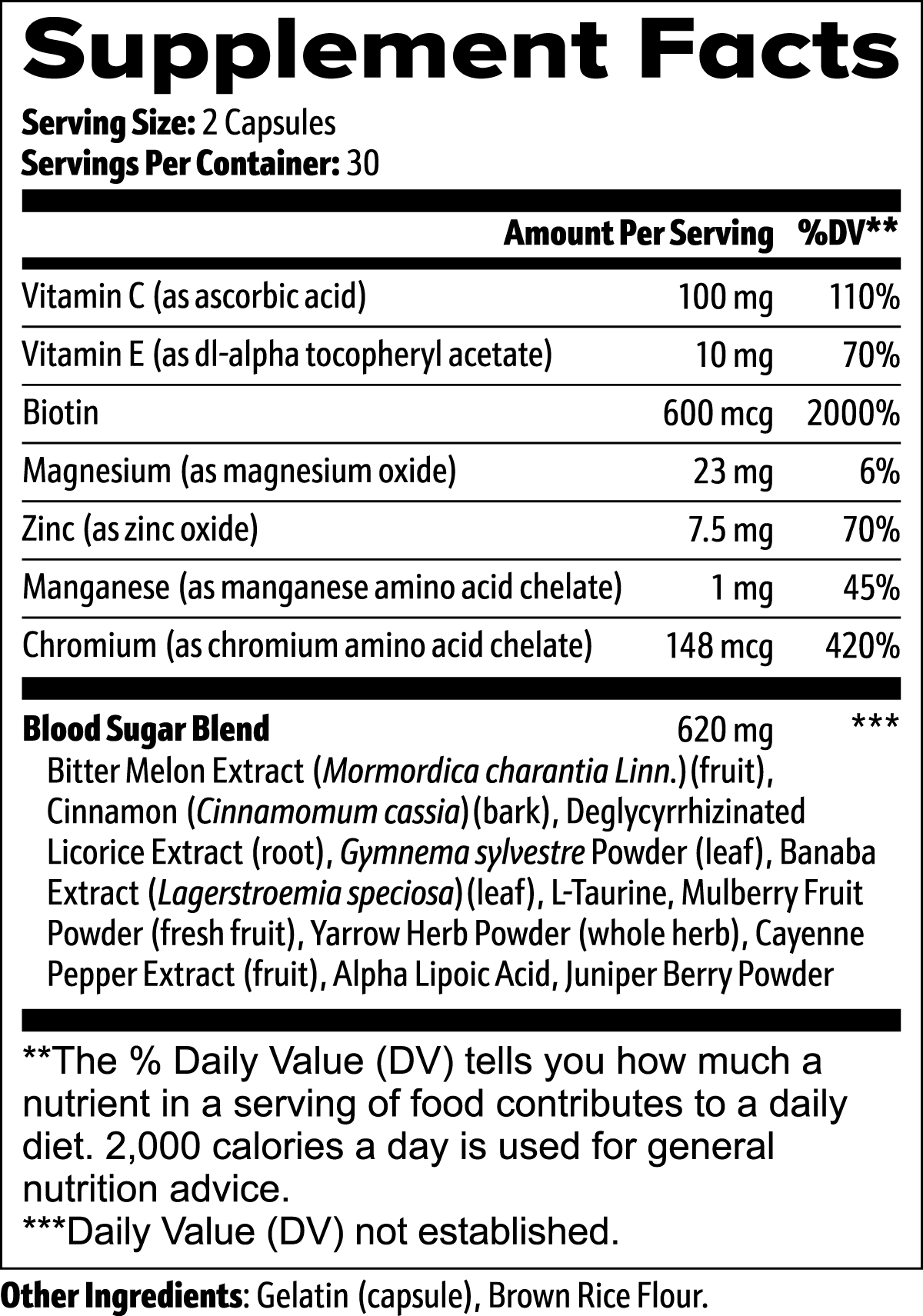 Normal Blood Sugar Support – Glucose Metabolism – 60 Capsules