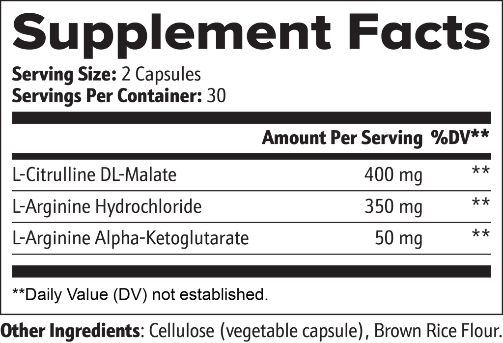 Nitric Oxide Support with L-Citrulline & L-Arginine – 60 Capsules