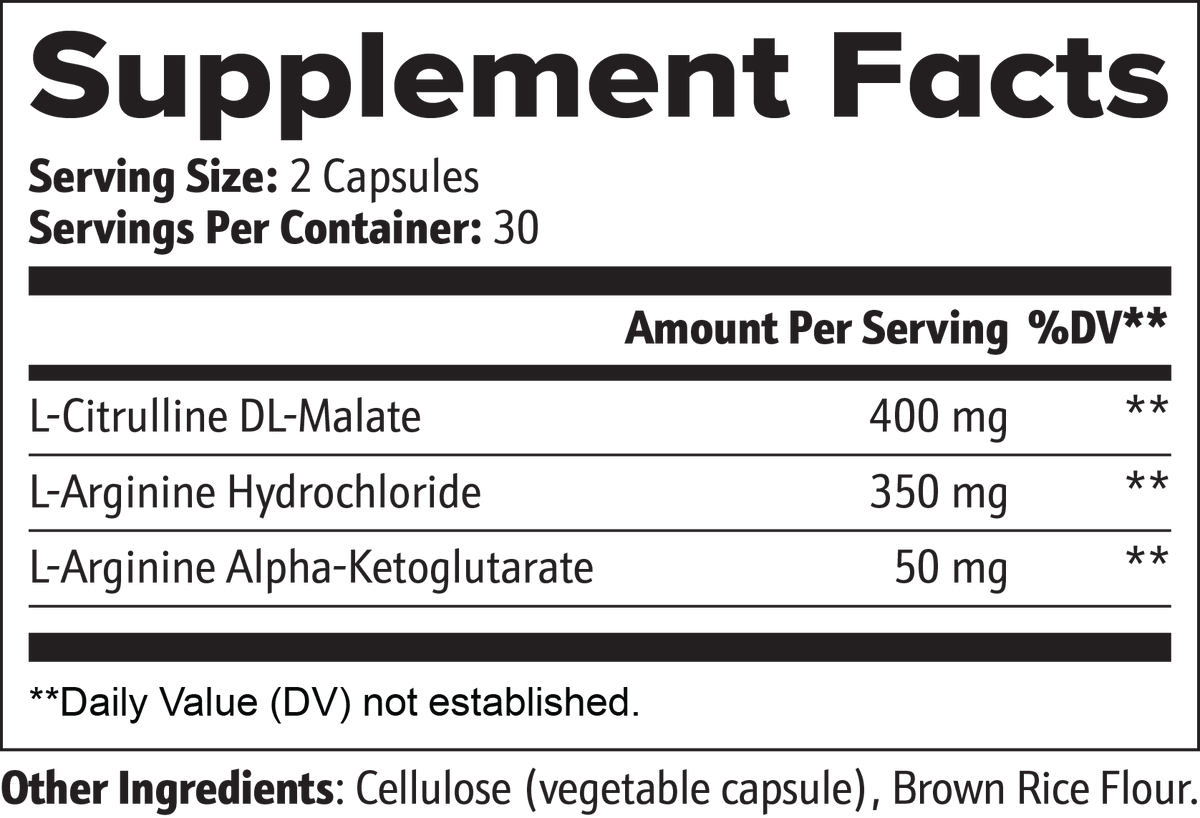 Nitric Oxide Support with L-Citrulline & L-Arginine – 60 Capsules