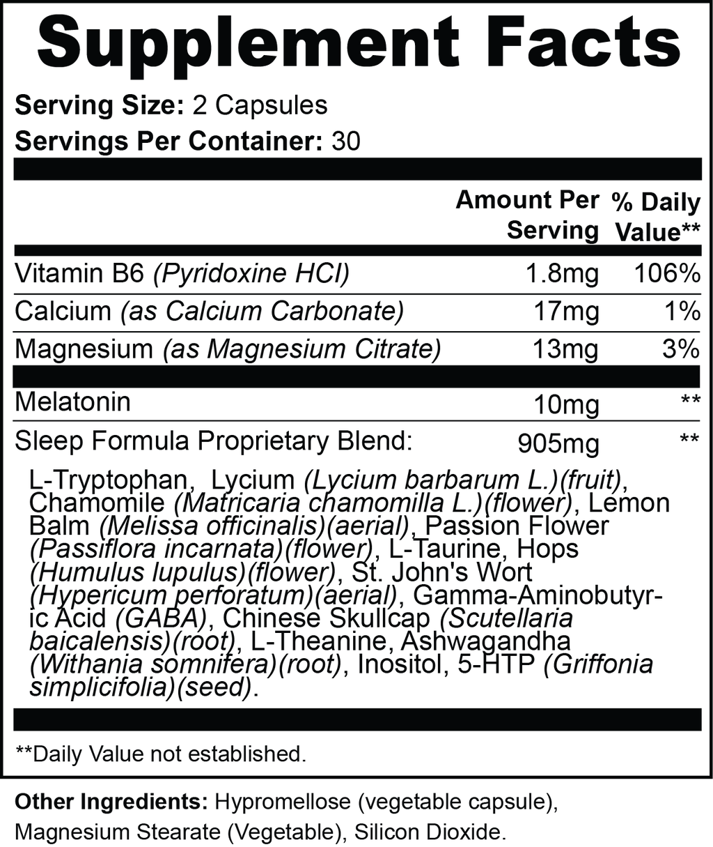 Sleep Support – Magnesium, Melatonin & Botanicals Sleep Aid – 60 Capsules