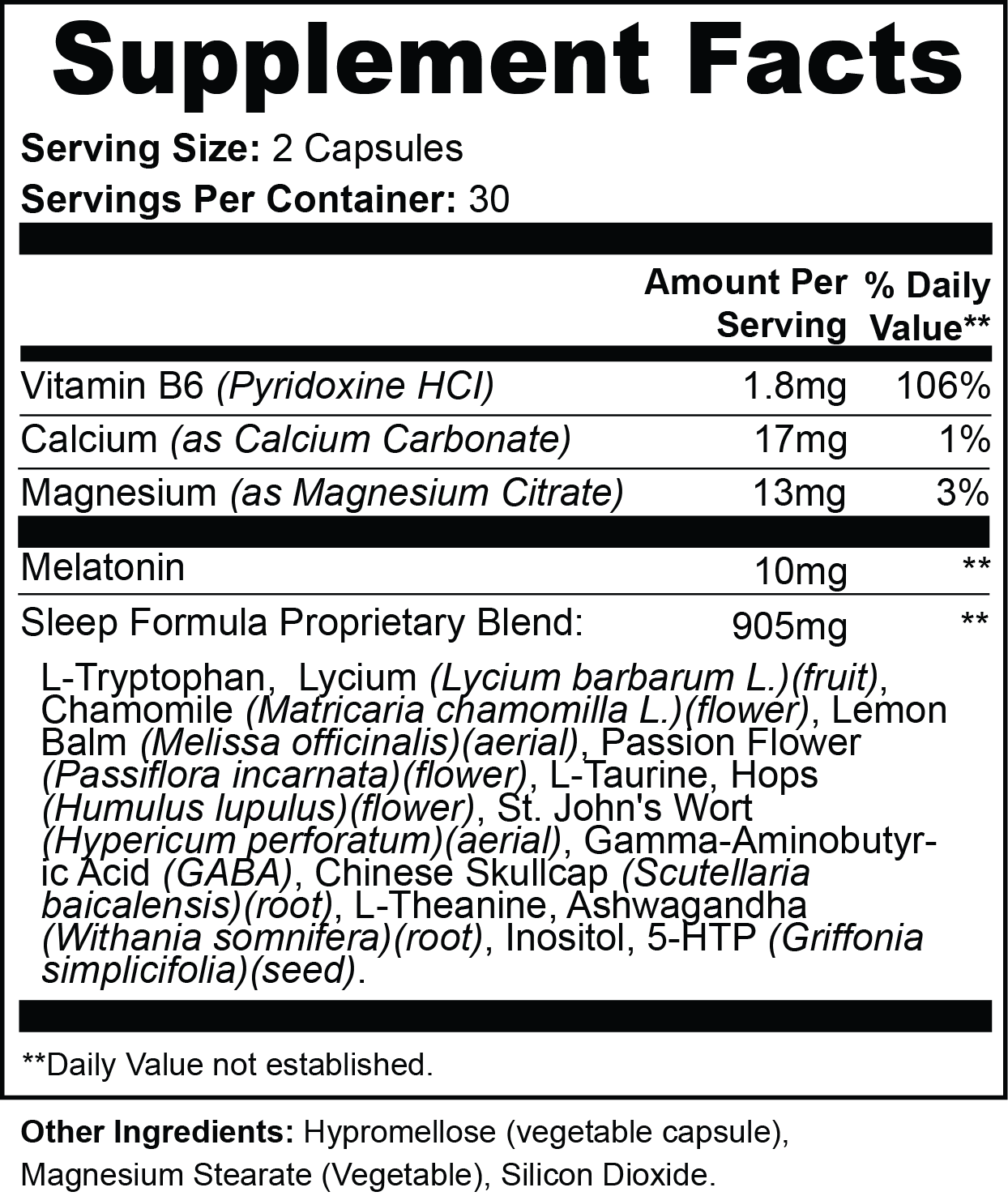 Sleep Support – Magnesium, Melatonin & Botanicals Sleep Aid – 60 Capsules